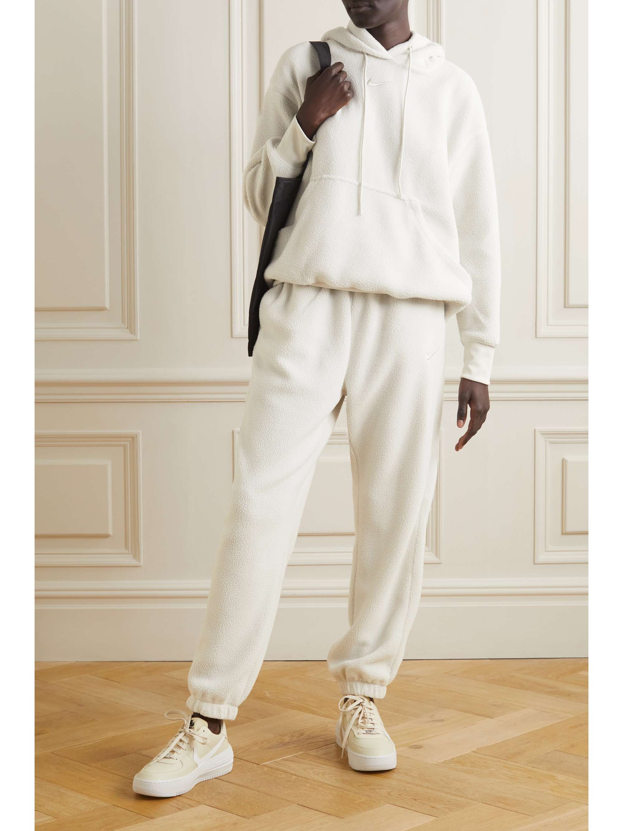 NIKE Embroidered faux shearling sweatpants