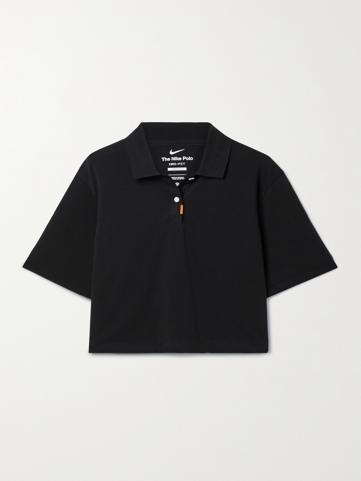 Nike - Cropped Dri-fit Cotton-blend Piqué Polo Shirt - Black