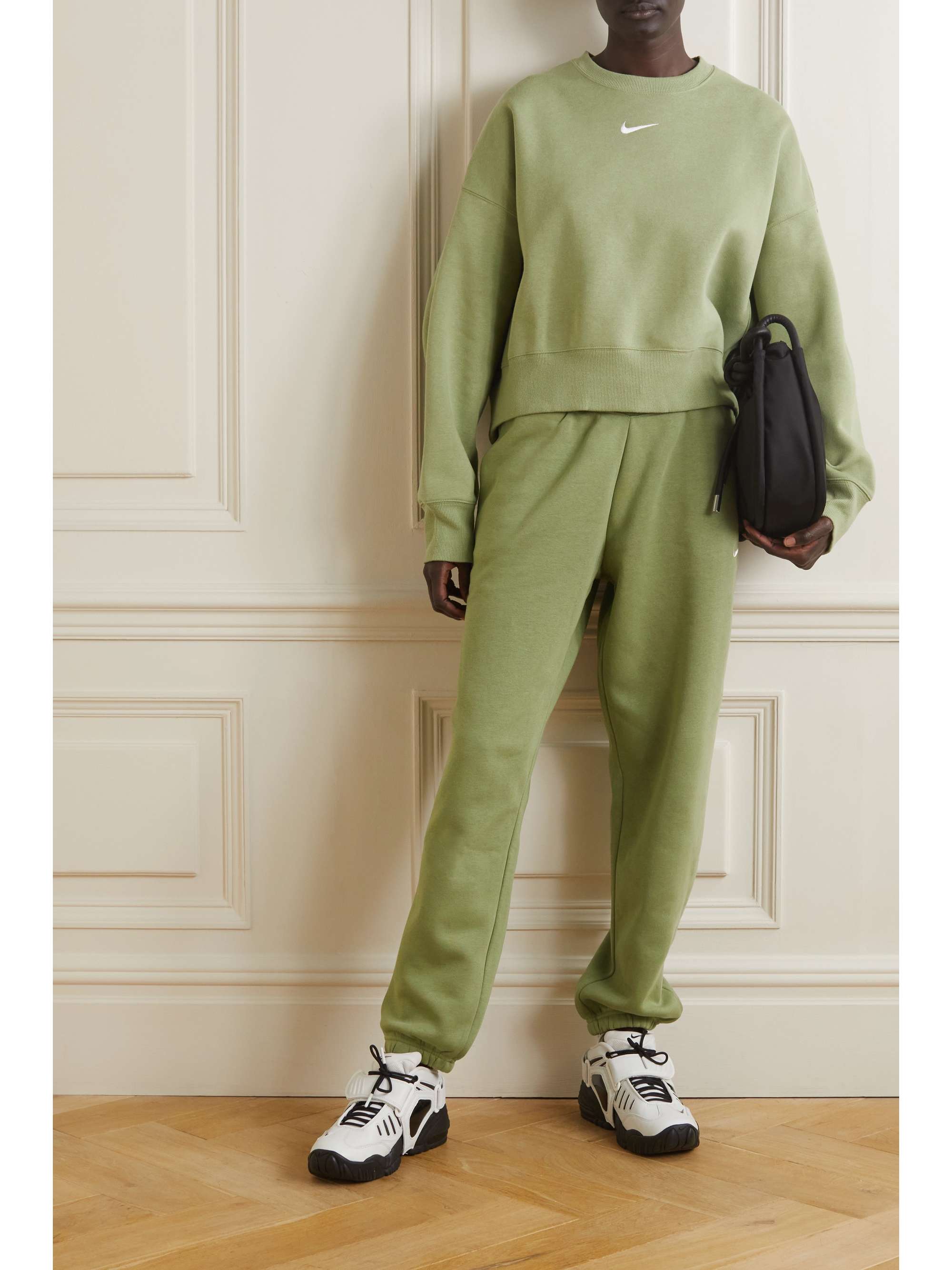 NIKE Embroidered cotton-blend jersey sweatshirt
