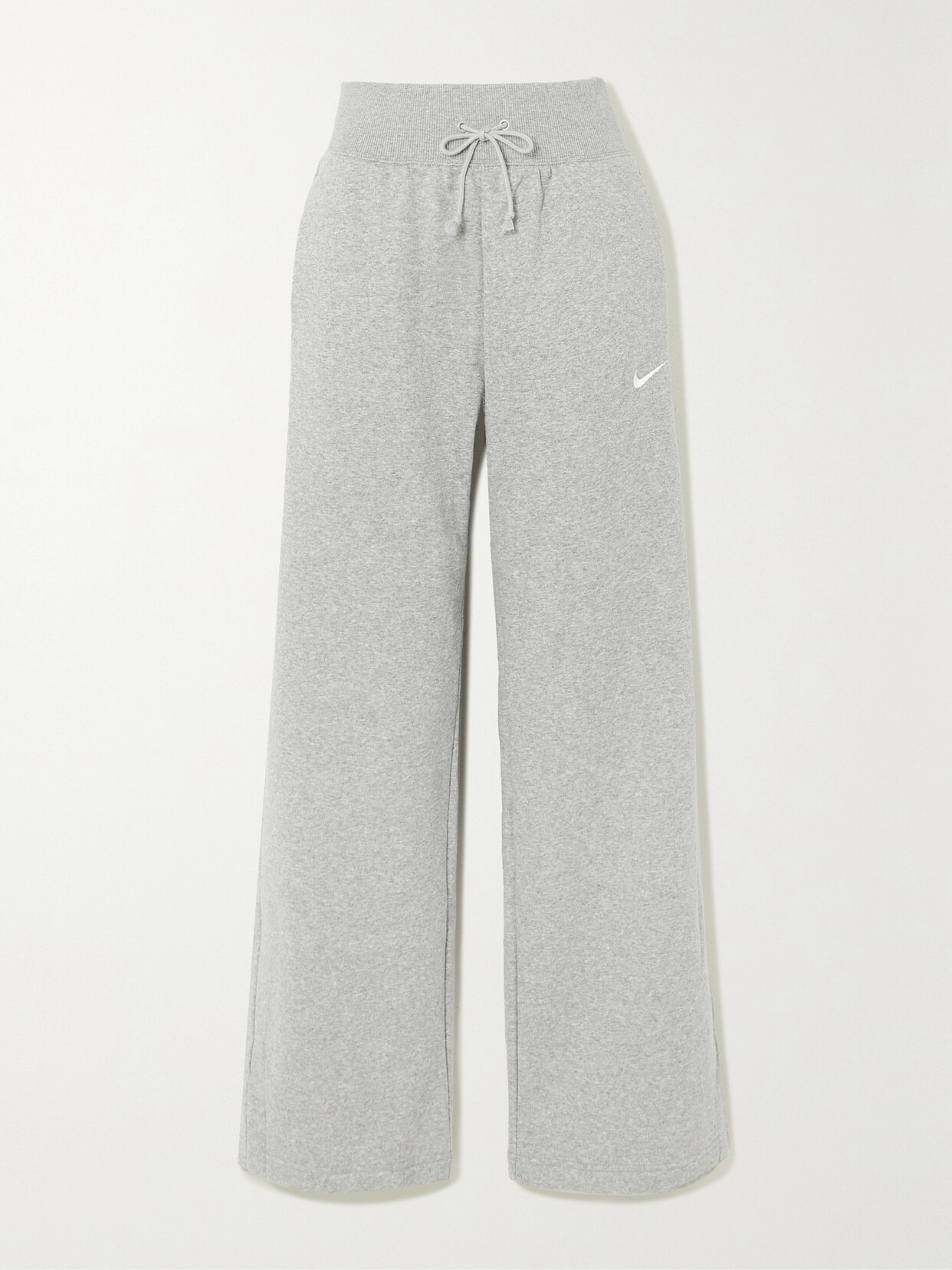 Nike - Phoenix Embroidered Cotton-blend Jersey Track Pants - Gray