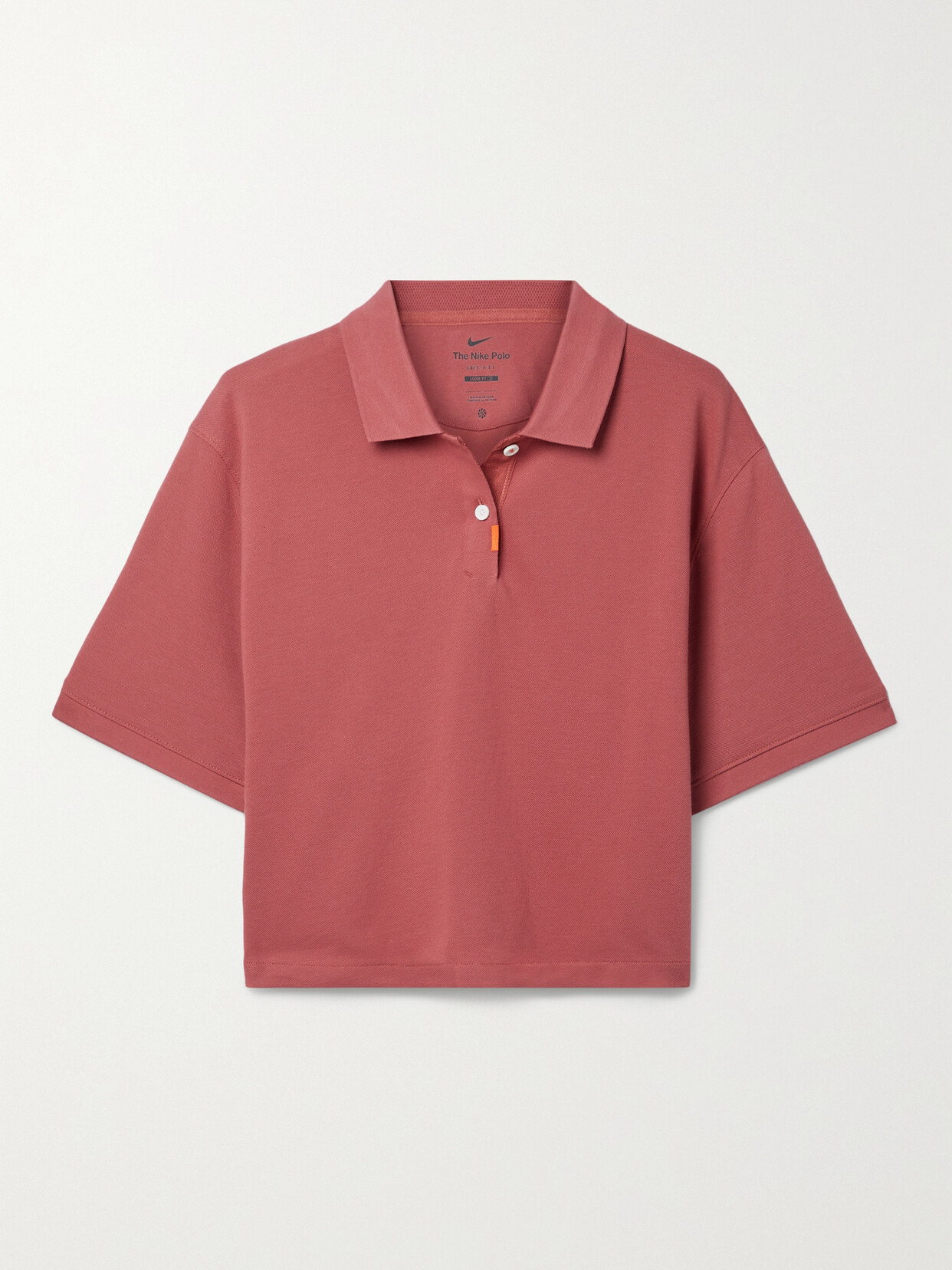 Nike Cropped Dri-fit Cotton-blend Piqué Polo Shirt In Burgundy