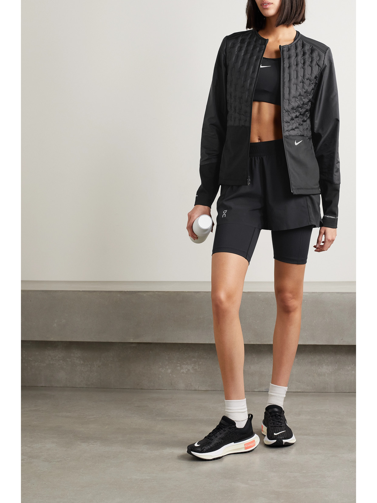 Nike Paneled Quilted Padded Thermafit Adv Down Jacket In Black ModeSens