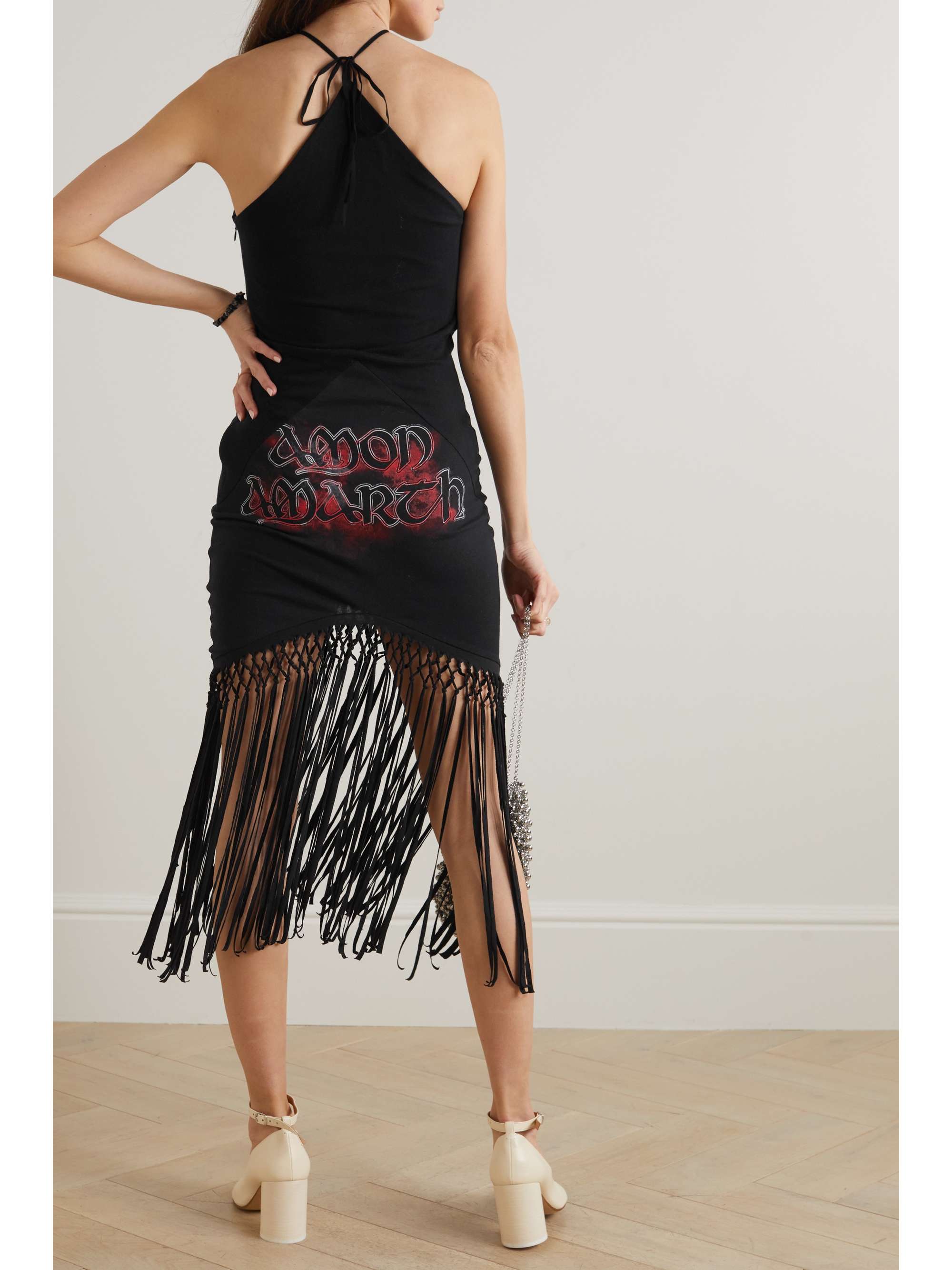 CONNER IVES Macramé-trimmed printed cotton-jersey mini dress