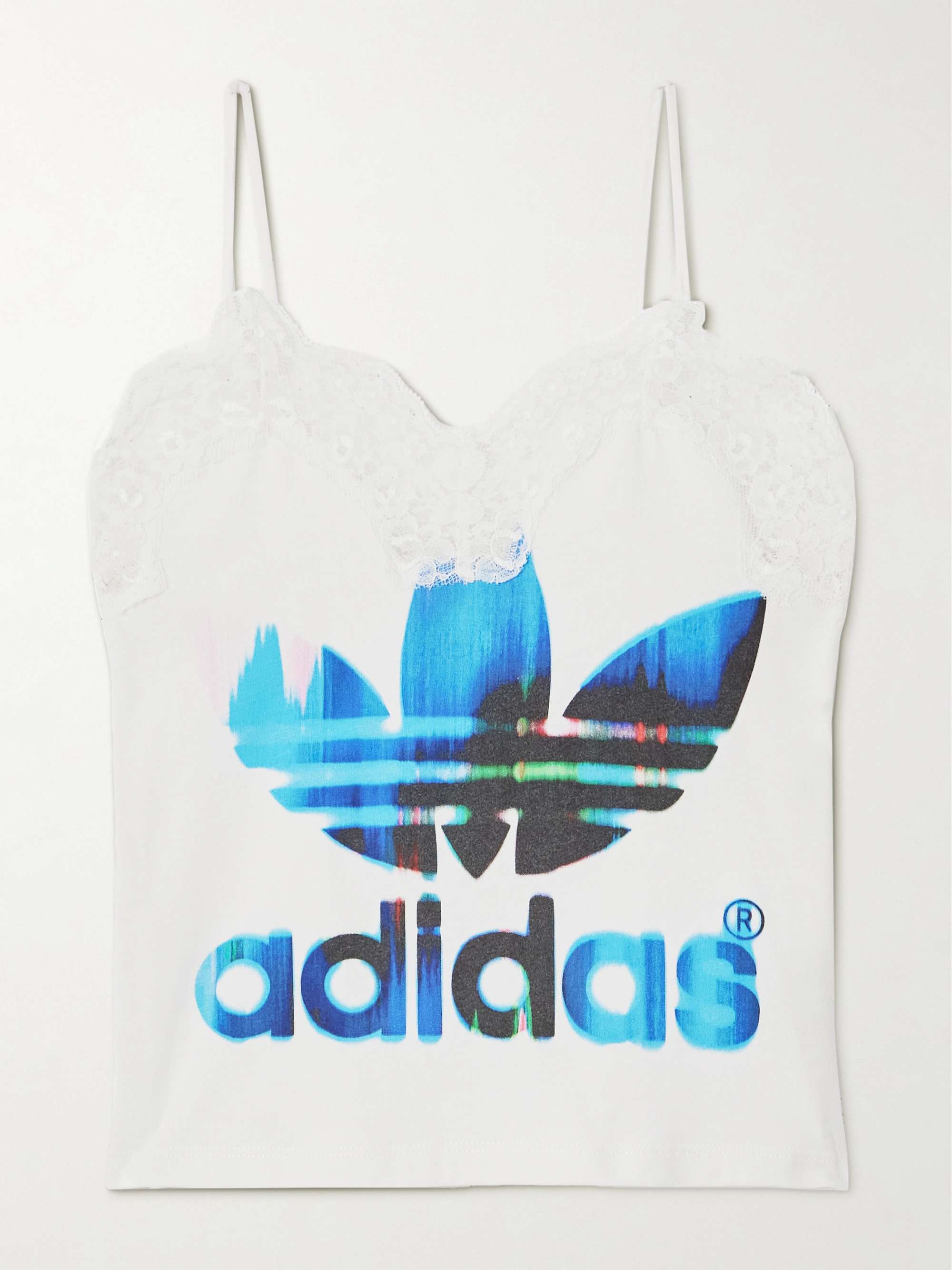 CONNER IVES + NET SUSTAIN lace-trimmed printed cotton-jersey tank