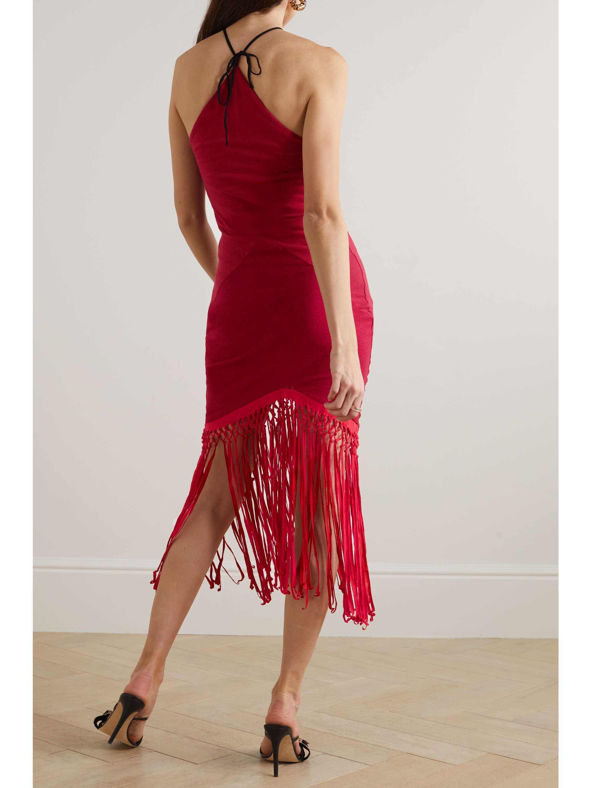 CONNER IVES Macramé-trimmed printed cotton-jersey mini dress