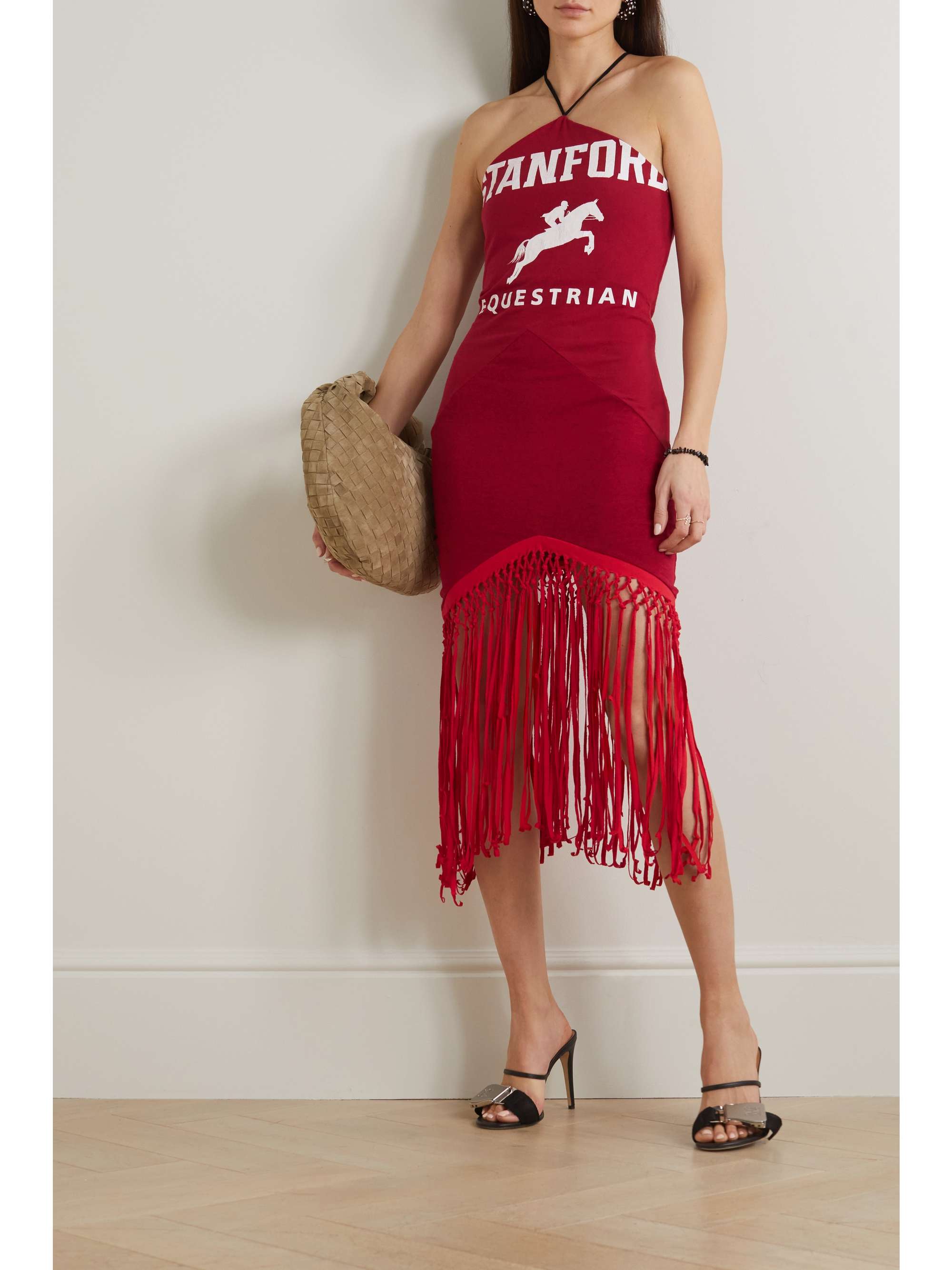 CONNER IVES Macramé-trimmed printed cotton-jersey mini dress