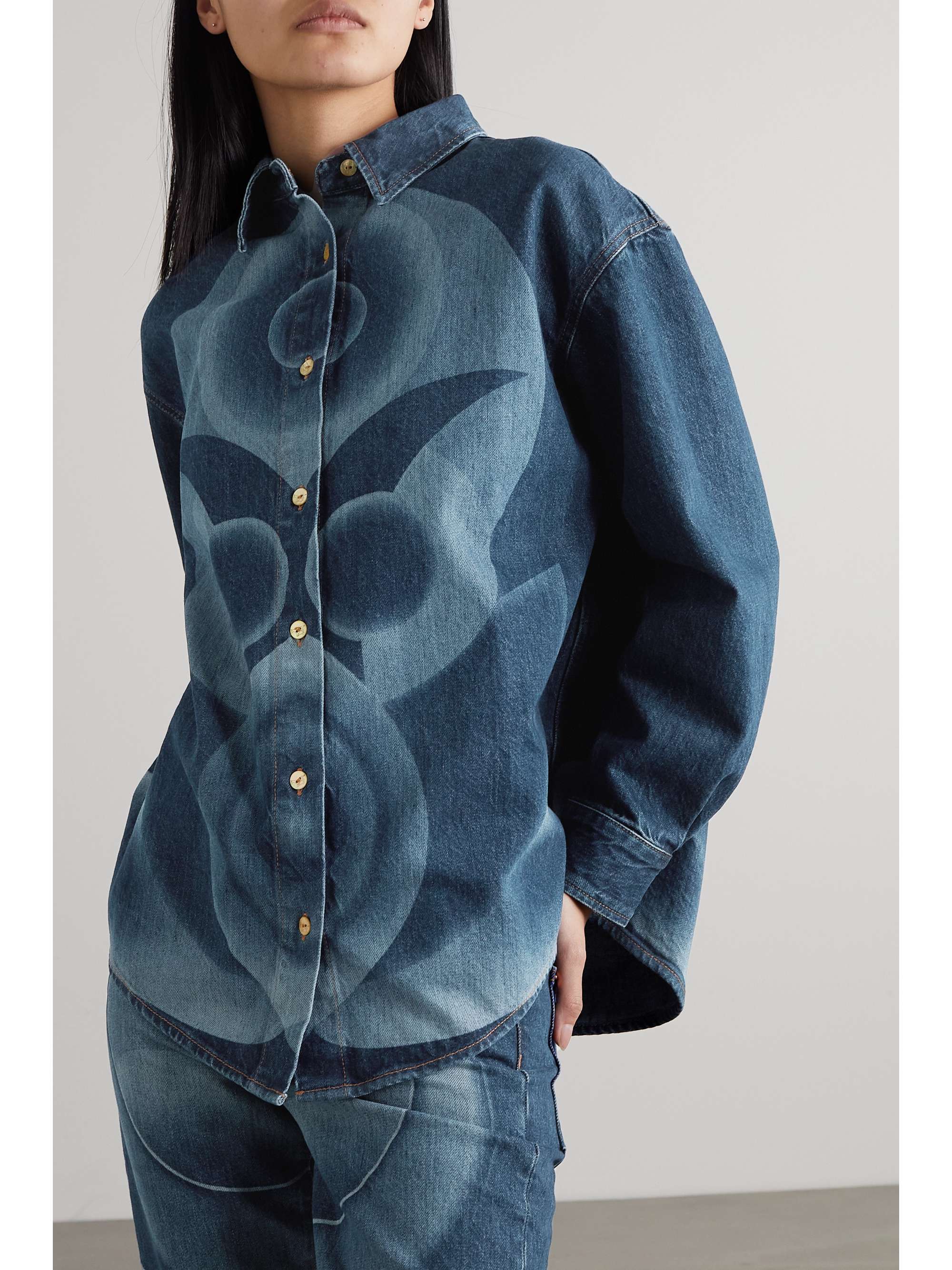 CONNER IVES + NET SUSTAIN printed denim shirt