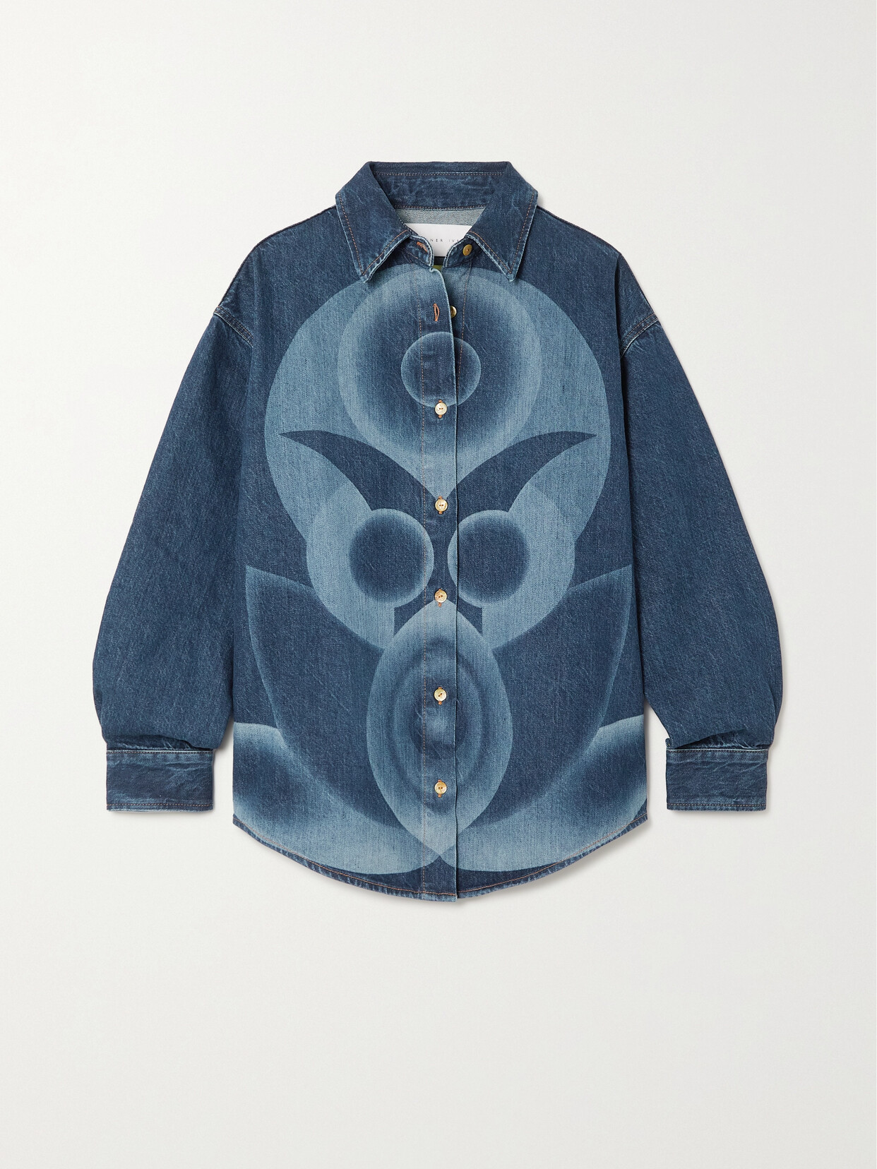 CONNER IVES + NET SUSTAIN PRINTED DENIM SHIRT