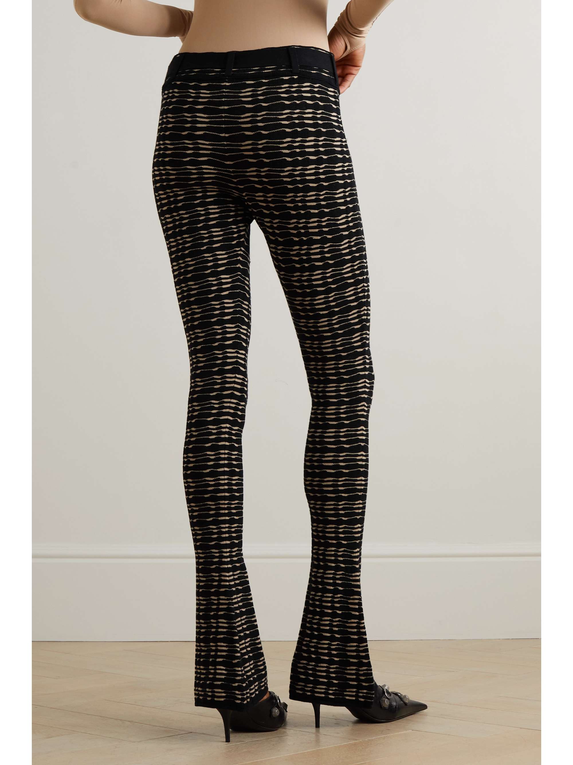 CONNER IVES + NET SUSTAIN belted jacquard-knit flared pants | NET-A-PORTER