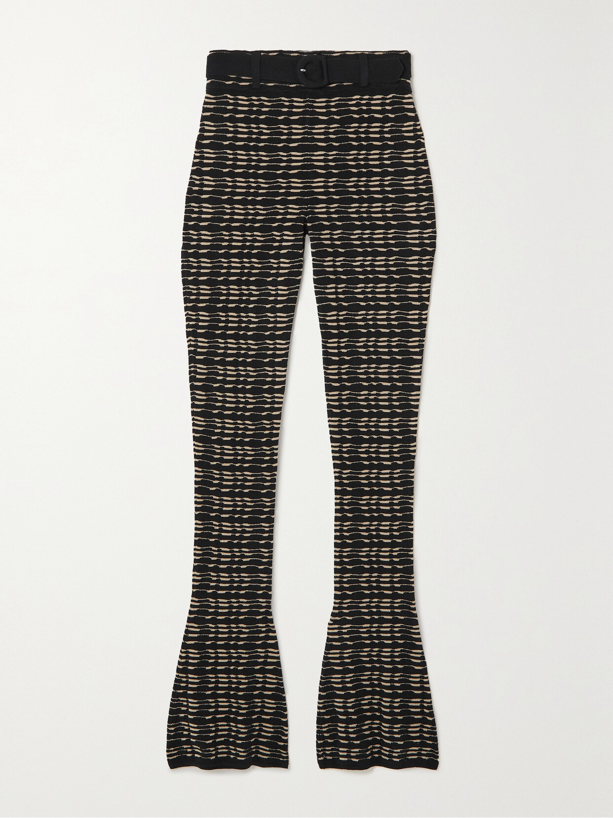 Conner Ives - Belted Jacquard-knit Flared Pants - Black