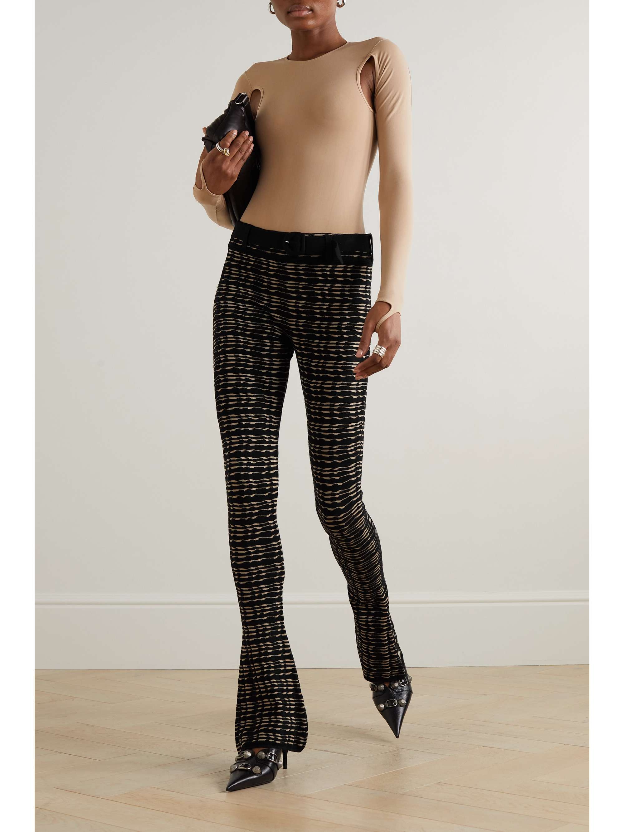 CONNER IVES + NET SUSTAIN belted jacquard-knit flared pants