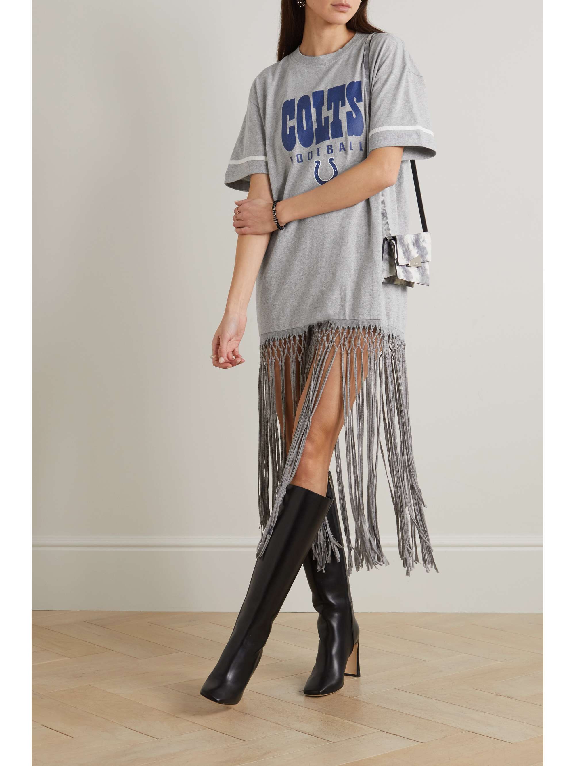 CONNER IVES Macramé-trimmed printed cotton-jersey midi dress