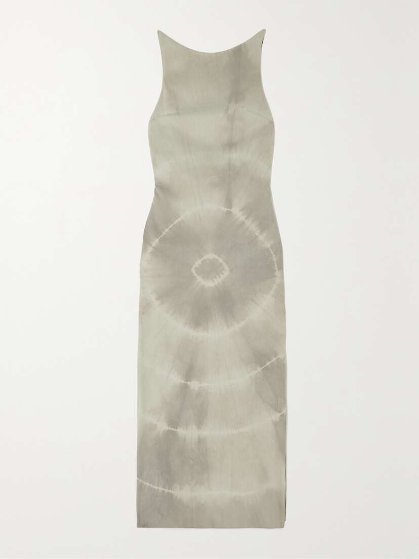 Conner Ives + Net Sustain Open-back Tie-dyed Faux Suede Midi Dress