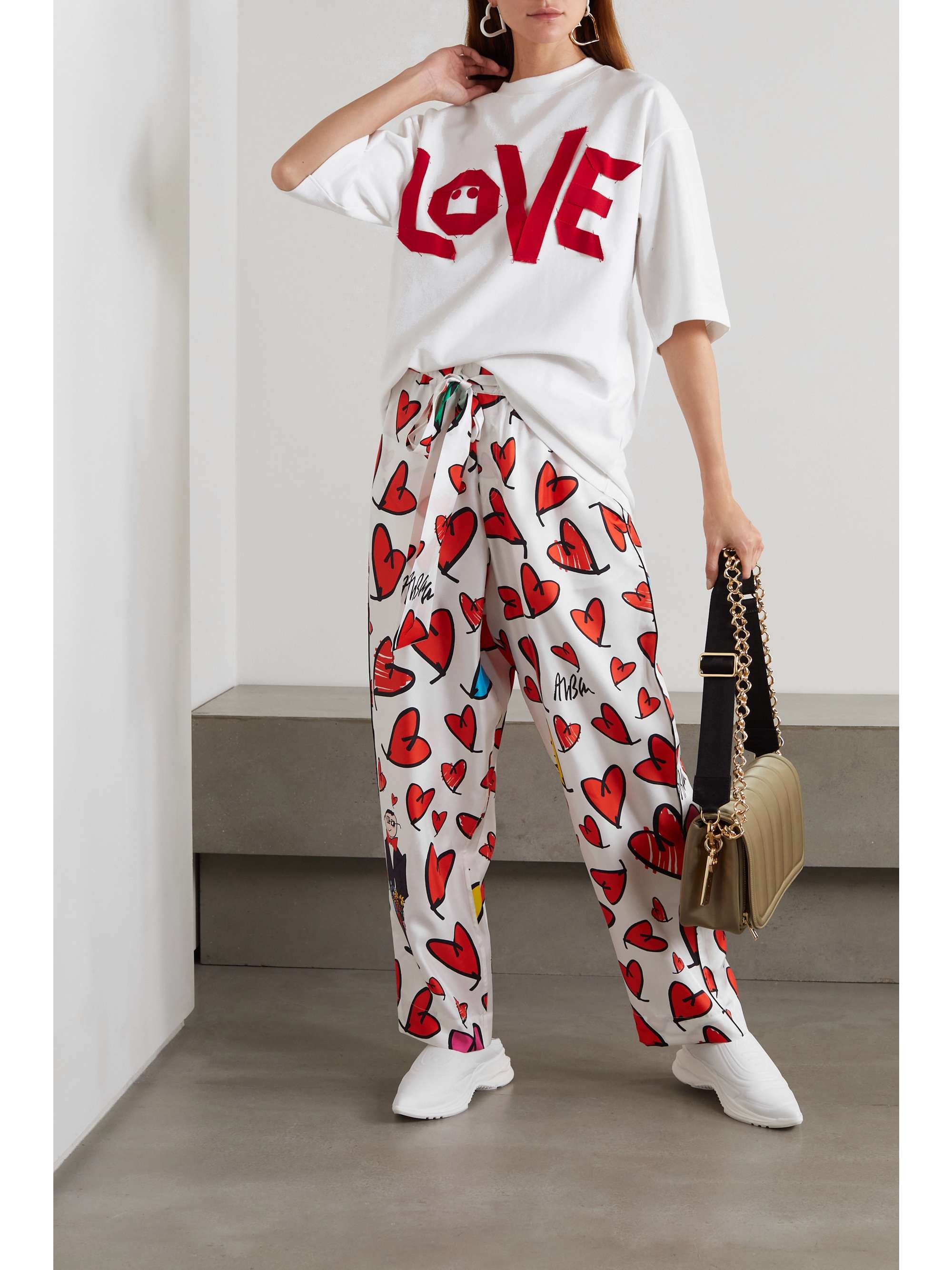 AZ FACTORY Love oversized grosgrain-trimmed organic cotton-jersey T-shirt
