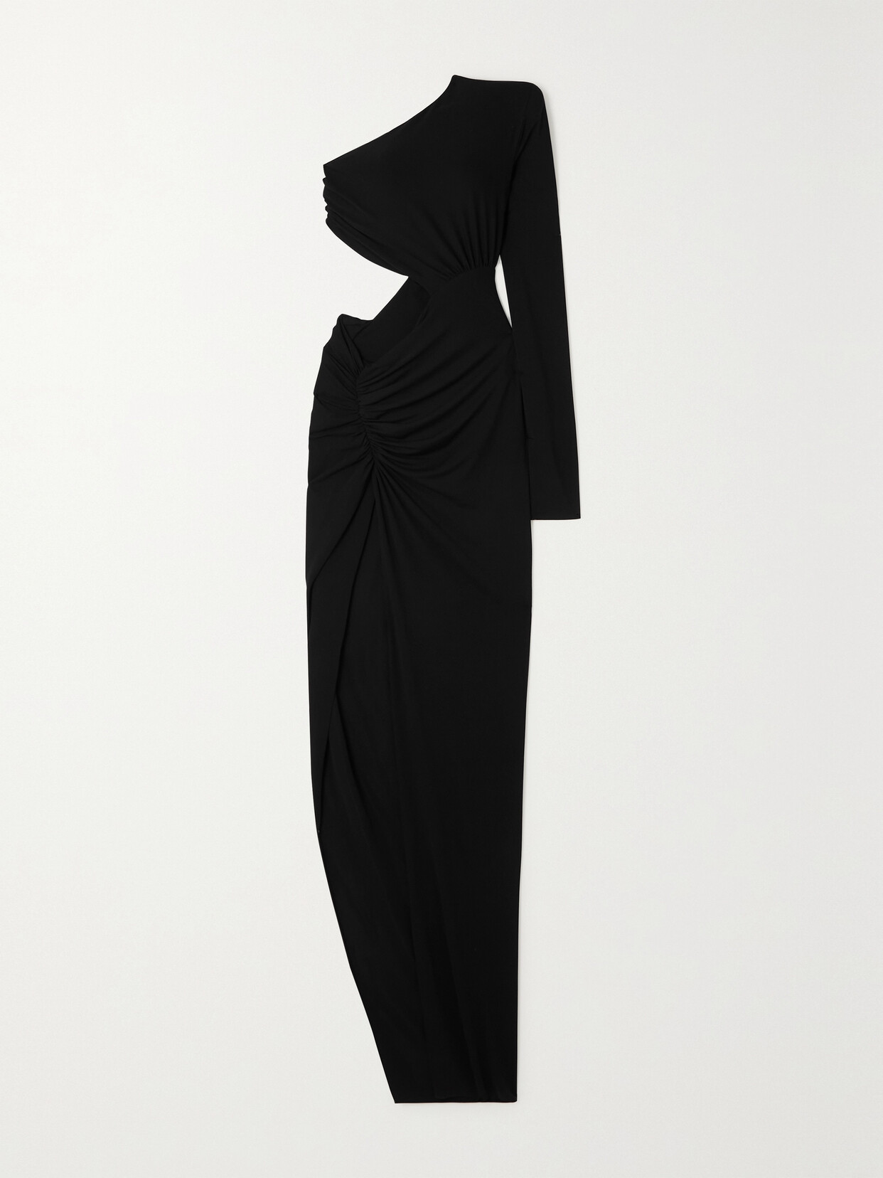 Alexandre Vauthier One-sleeve Cutout Ruched Stretch-crepe Maxi Dress