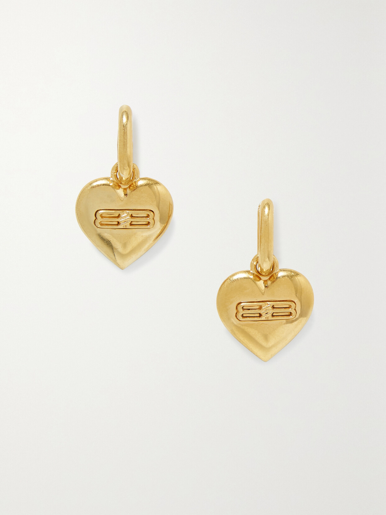 Balenciaga Bb Heart Gold-tone Earrings