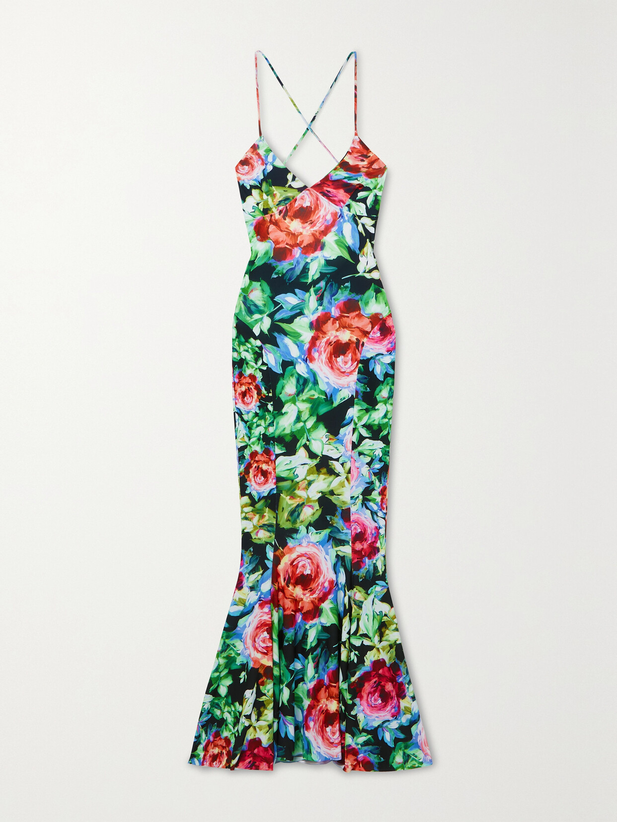 NORMA KAMALI OPEN-BACK FLORAL-PRINT STRETCH-JERSEY GOWN