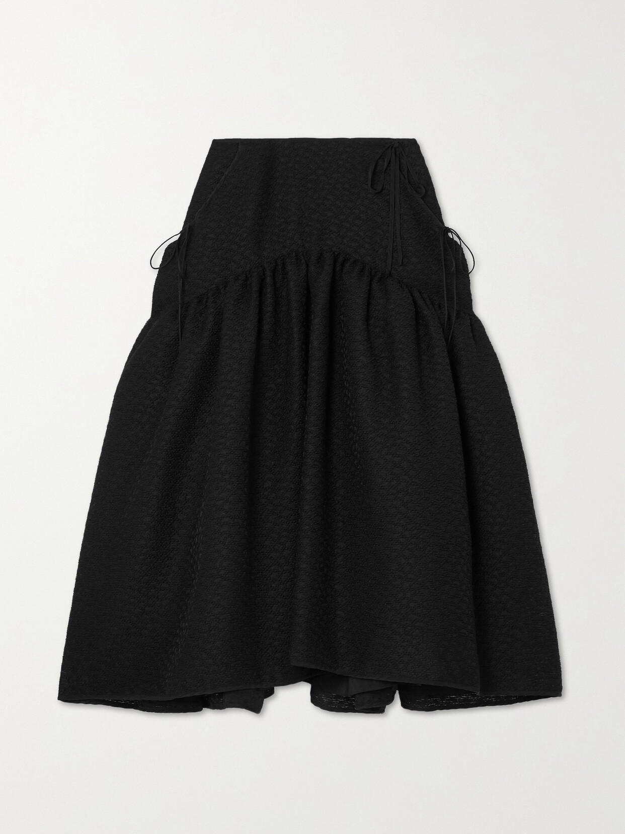 Cecilie Bahnsen - Lilly Gathered Matelassé Midi Skirt - Black