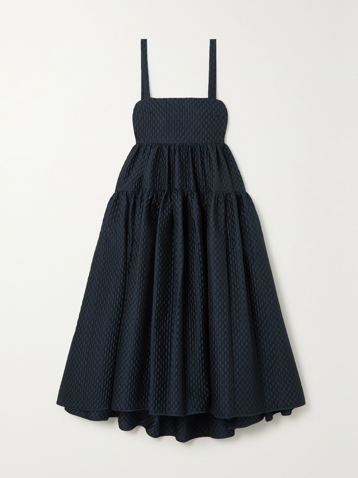 Cecilie Bahnsen - Johanna Open-back Tiered Matelassé Midi Dress - Blue