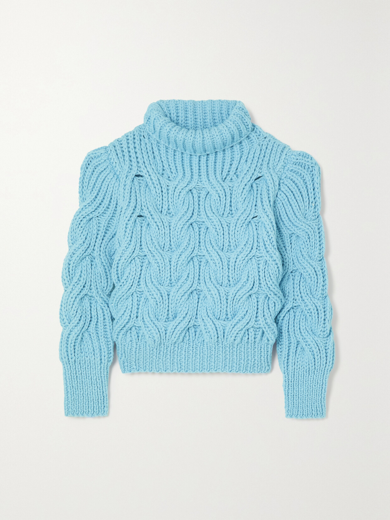 Cecilie Bahnsen - India Cable-knit Wool Turtleneck Sweater - Blue