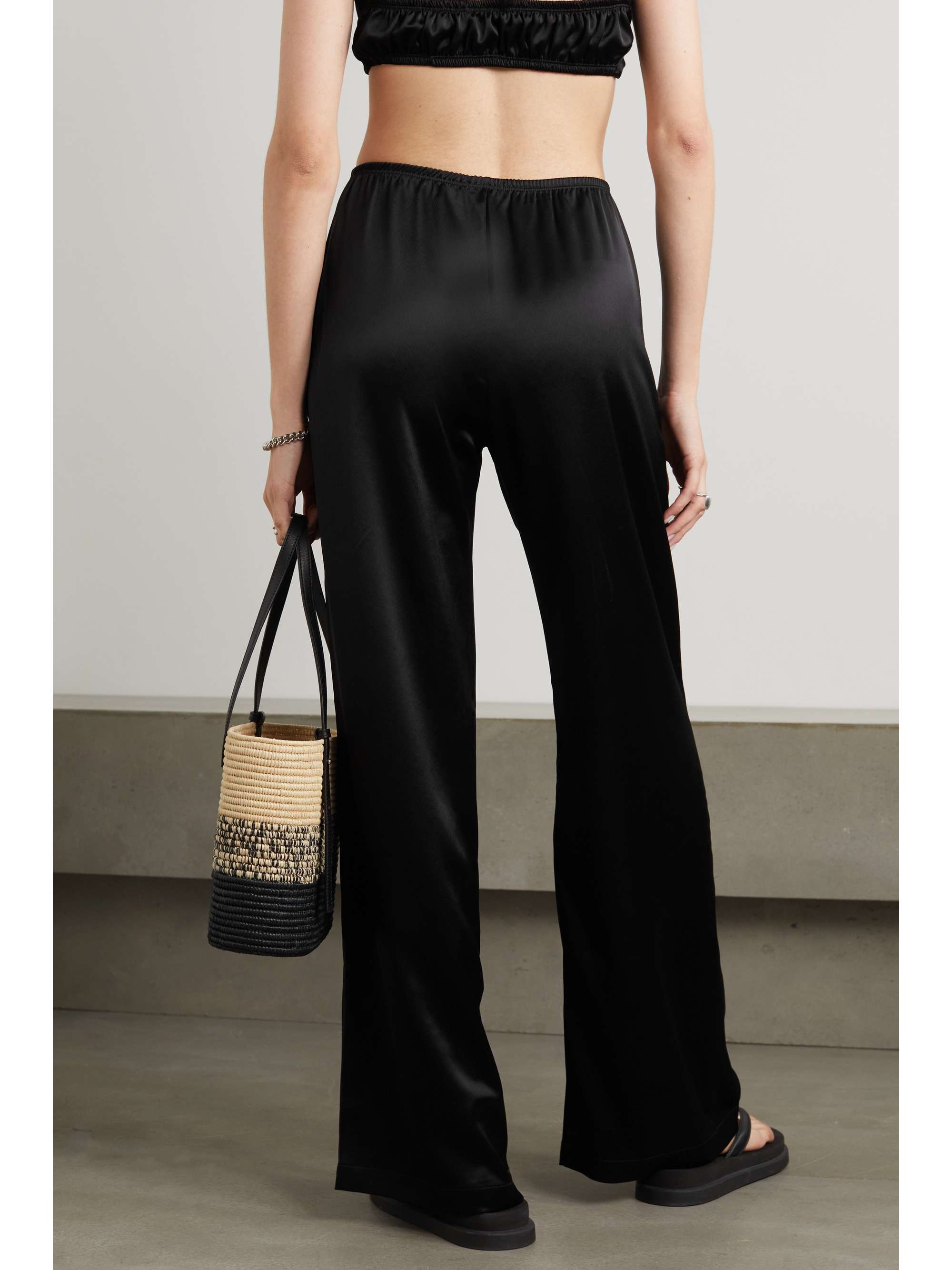 LESET Barb satin wide-leg pants