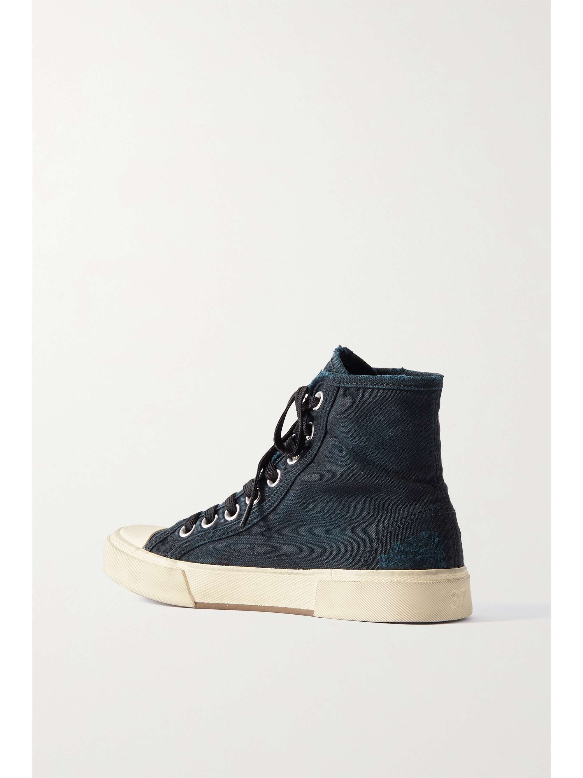 BALENCIAGA Paris distressed canvas hightop sneakers NETAPORTER