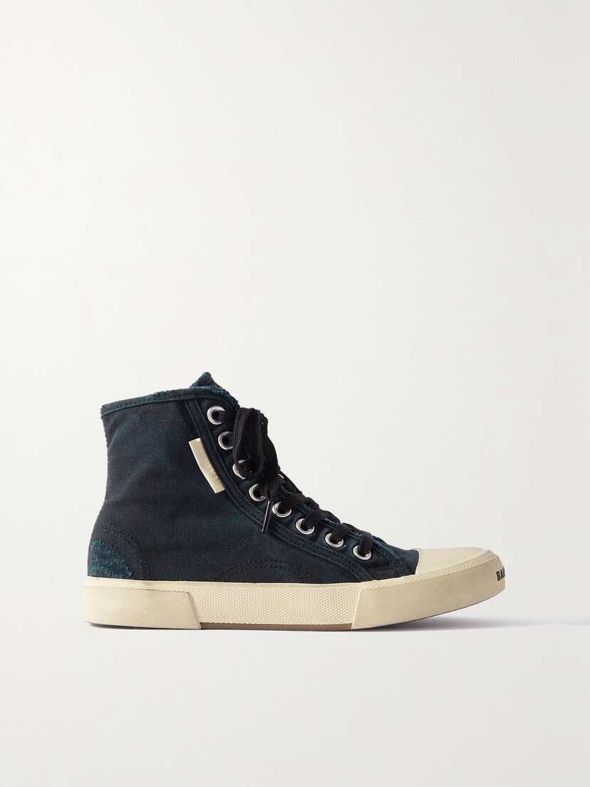 Balenciaga Paris Distressed Canvas High-top Sneakers