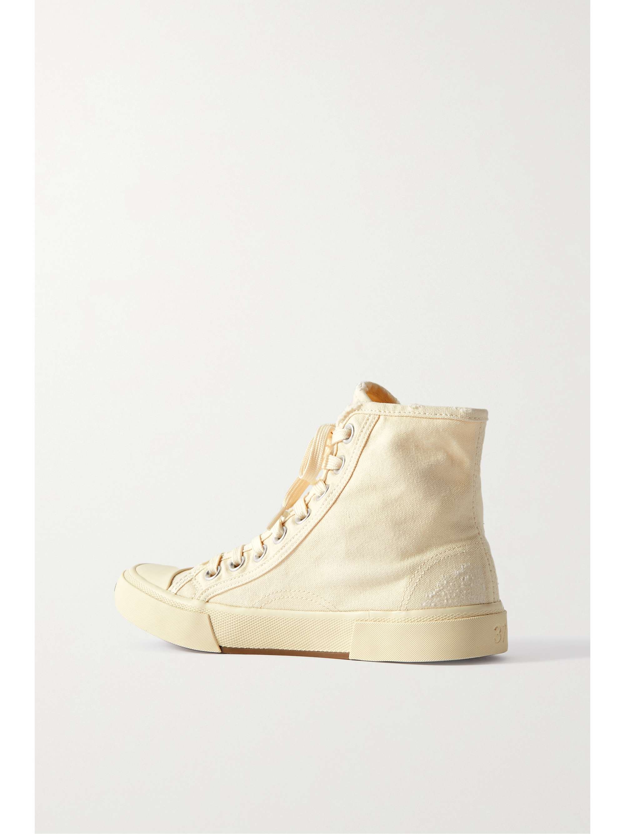BALENCIAGA Paris distressed canvas hightop sneakers NETAPORTER