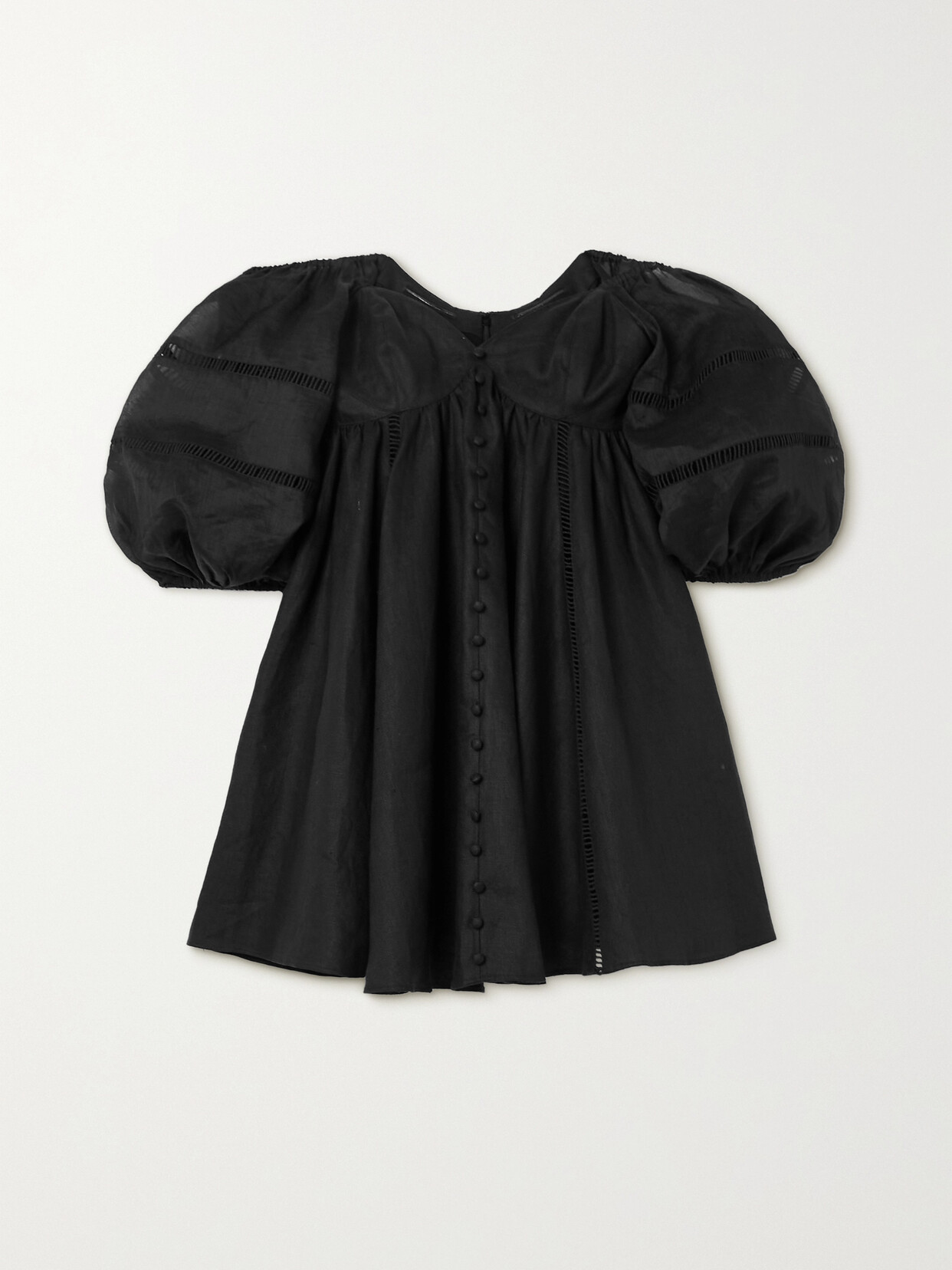 Joslin Ingrid Off-the-shoulder Pleated Linen Mini Dress