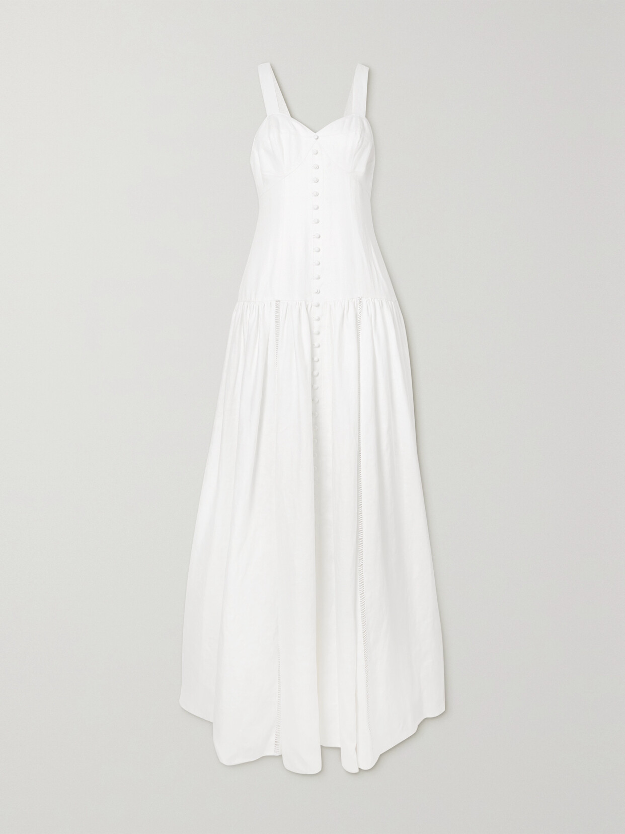 Joslin - Bridgitte Pleated Pointelle-trimmed Linen Maxi Dress - White