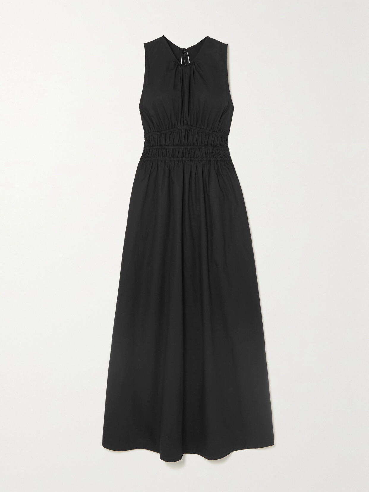 Faithfull The Brand - Jean Open-back Gathered Cotton-poplin Midi Dress - Black 22 Awaiting product image