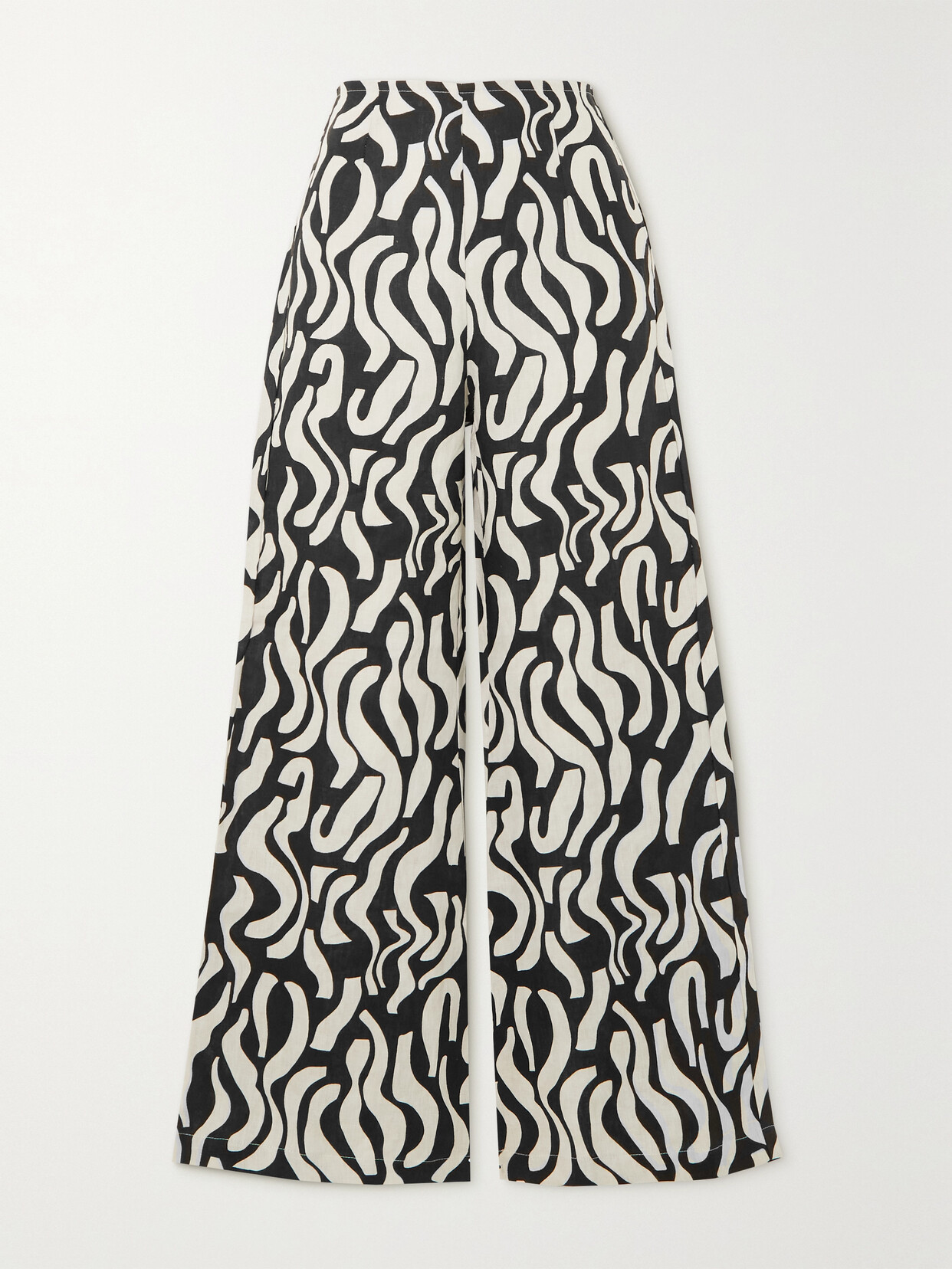 Faithfull The Brand +net Sustain Ottavio Printed Linen Wide-leg Pants - Black