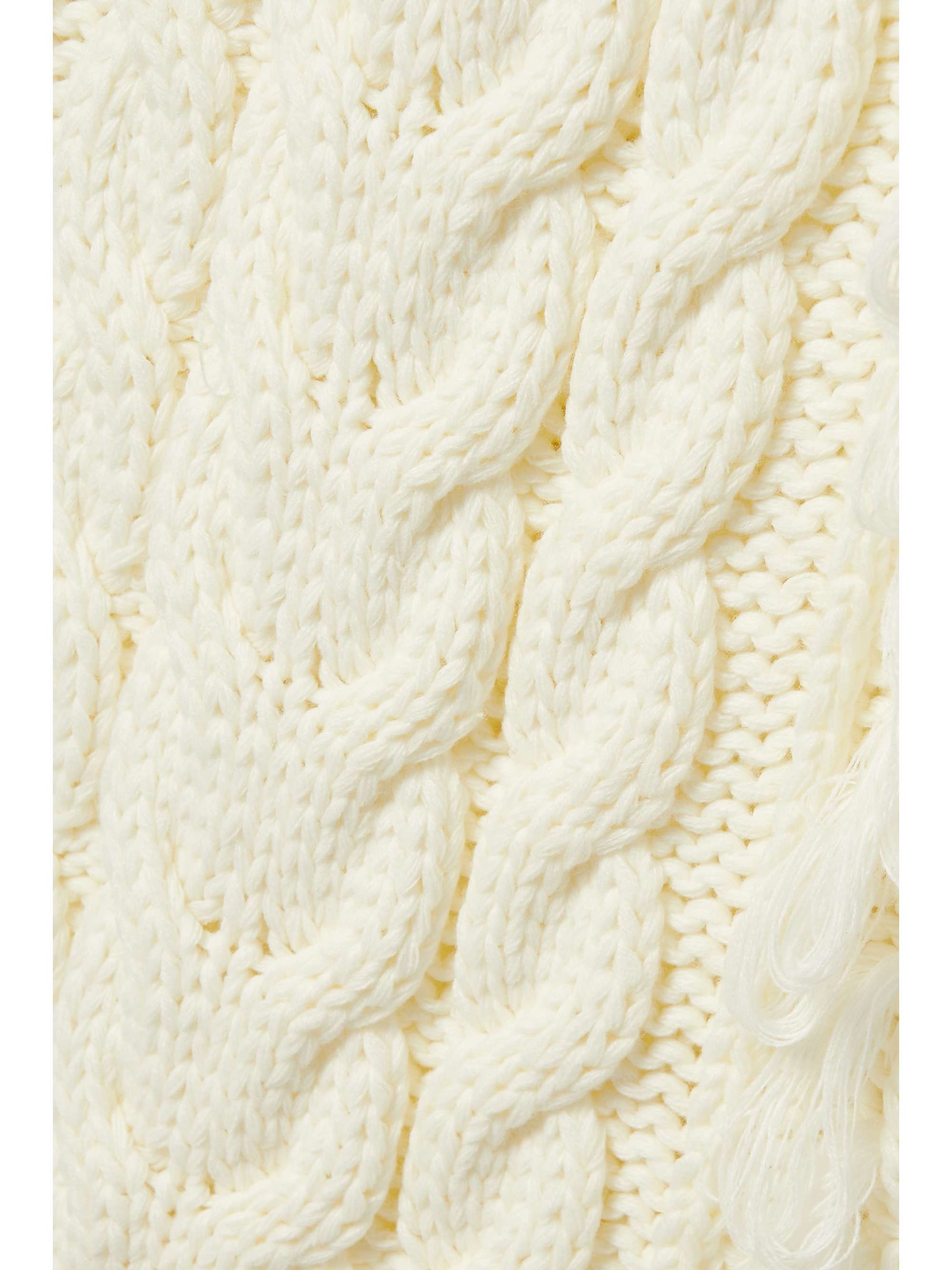 FARM RIO Fringed cable-knit midi dress