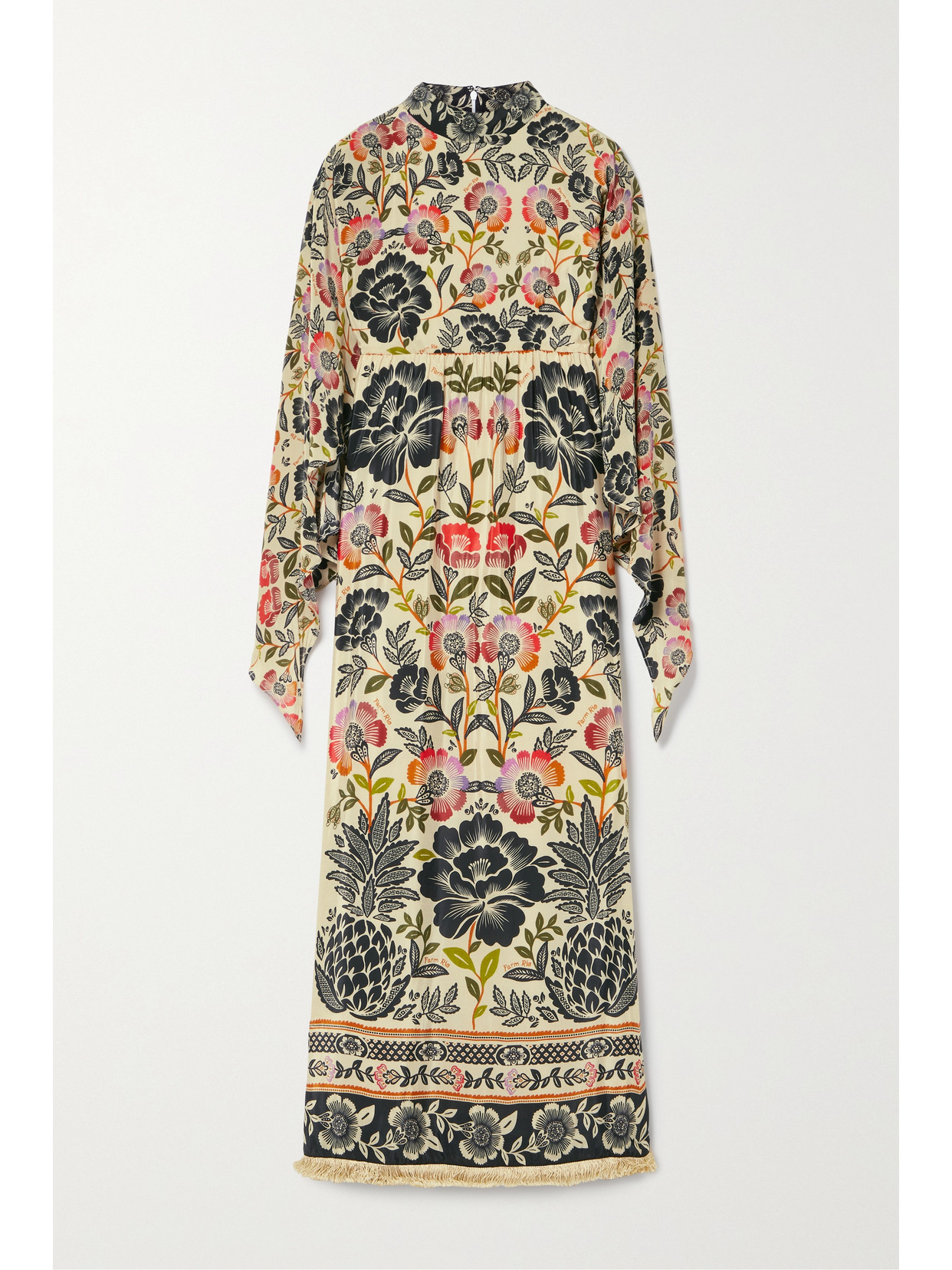 Farm Rio - Fringed Floral-print Crepe Maxi Dress - White 22 Awaiting product image