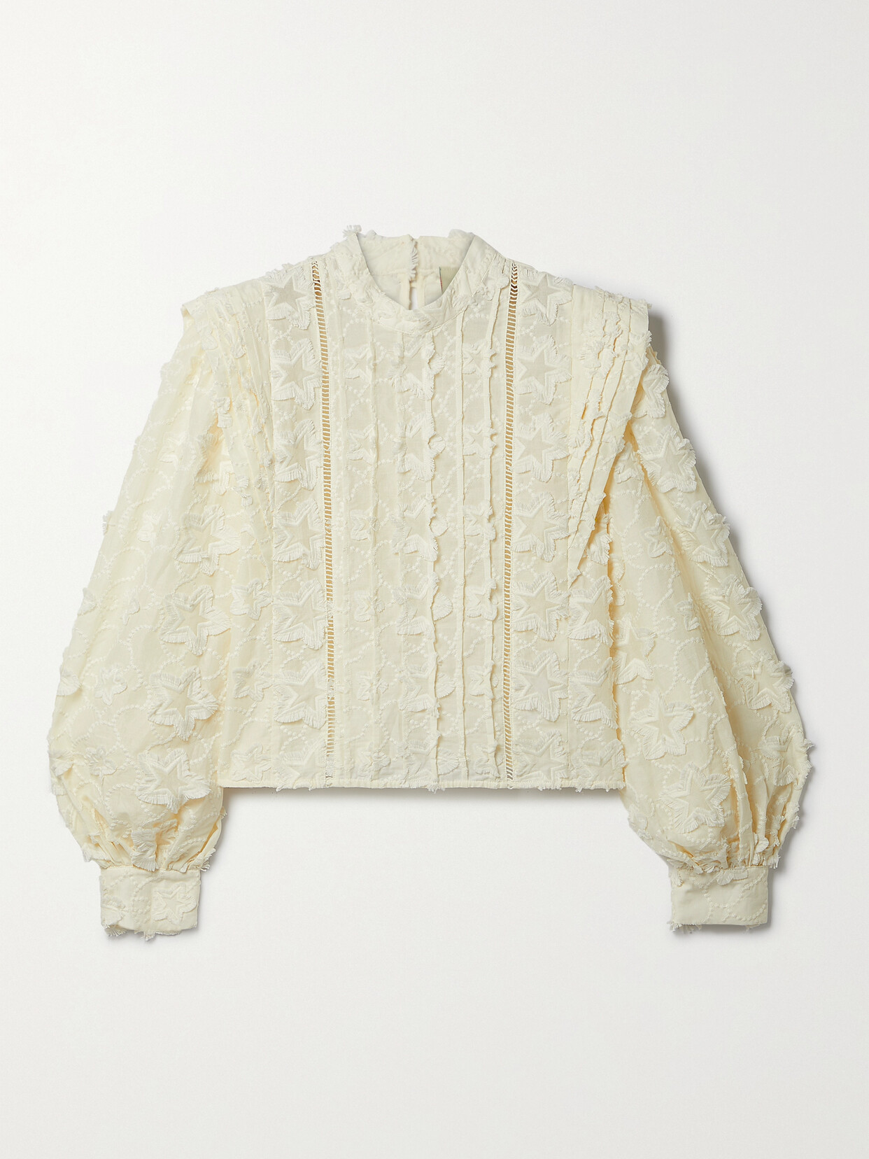 Farm Rio 3d Star Embroidered Cotton Blouse - Off-white