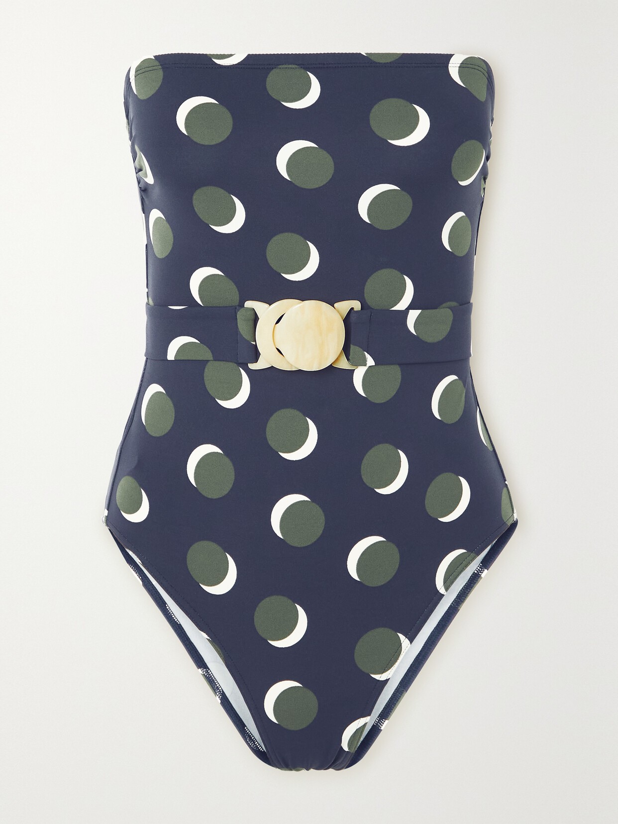 Eres - Nuit Lune Strapless Belted Polka-dot Swimsuit - Blue