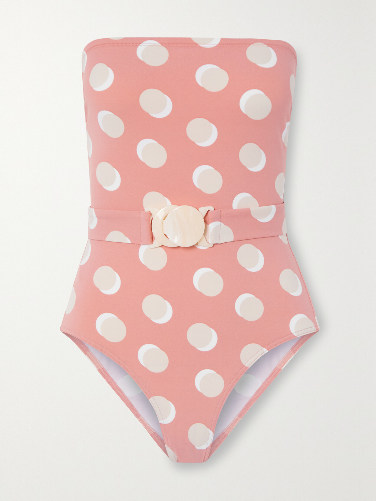 Eres - Nuit Lune Strapless Belted Polka-dot Swimsuit - Pink