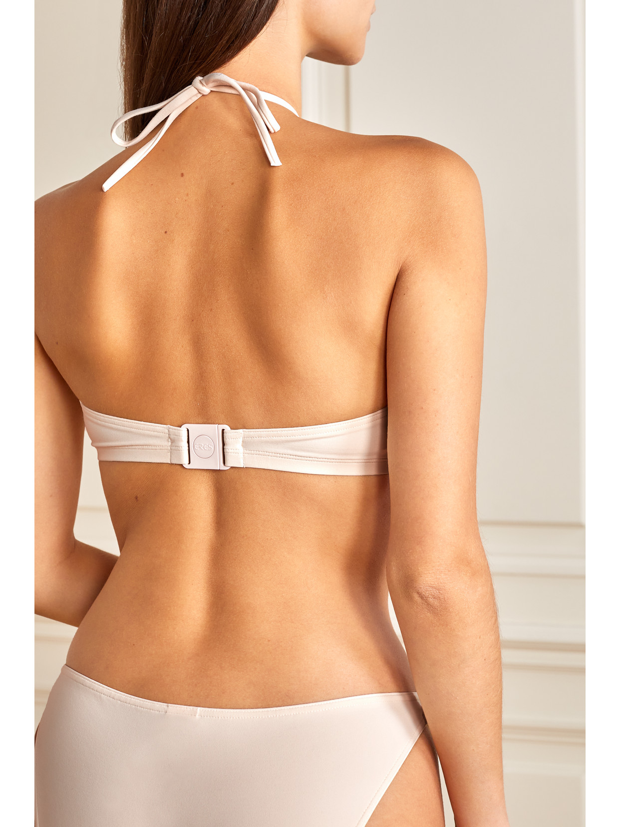 Shop Eres Pleine Lune Galaxie Embellished Halterneck Bikini Top In White