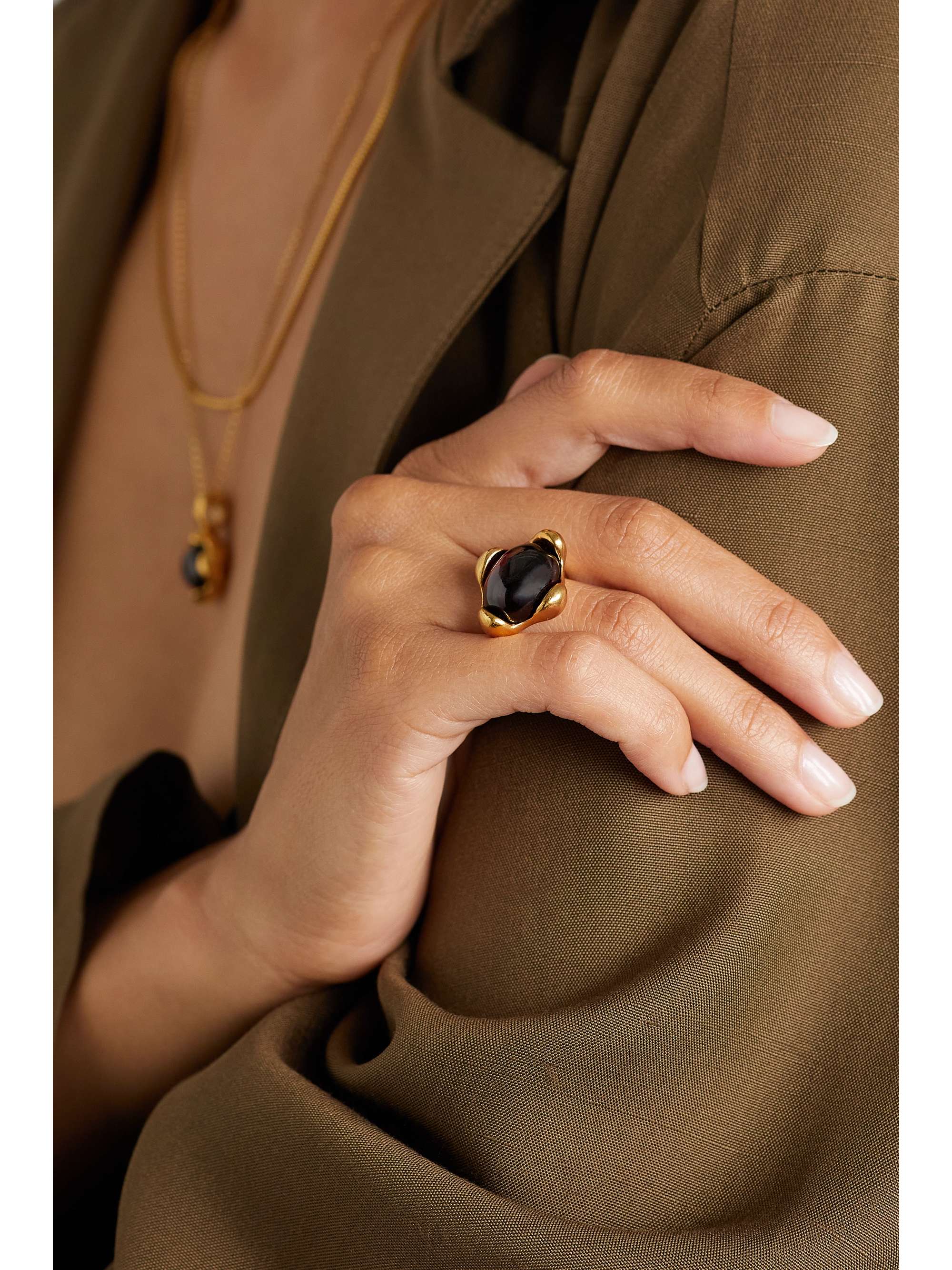 ALIGHIERI The Burning Desire gold-plated garnet ring