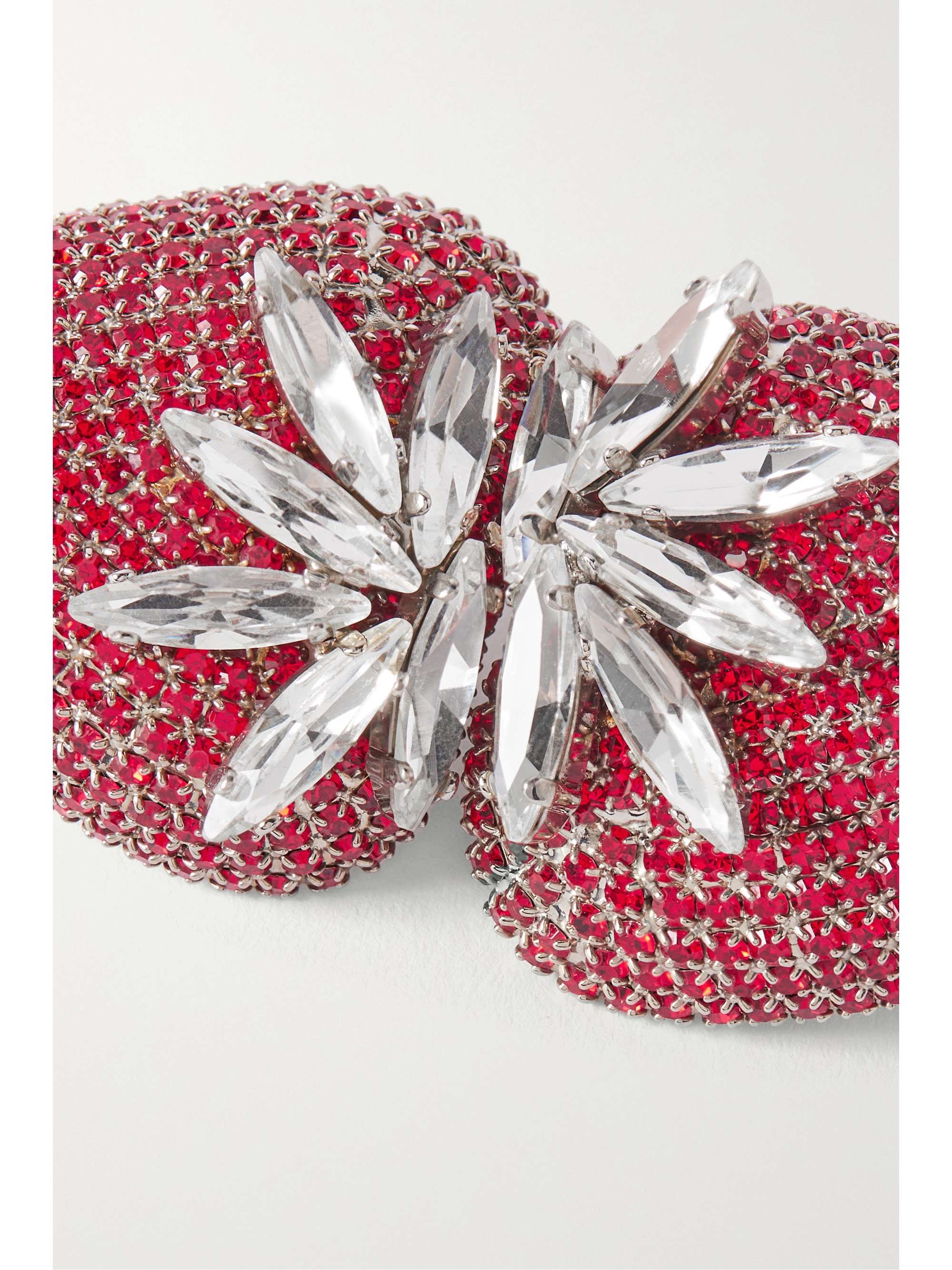 ALESSANDRA RICH Strawberry silvertone crystal clip earrings NETAPORTER