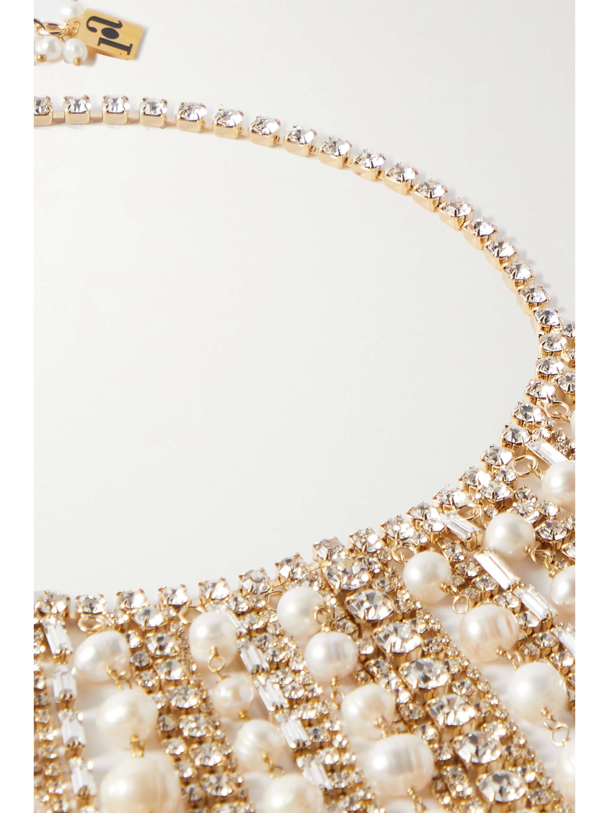 ROSANTICA Fringed gold-tone, crystal and pearl necklace