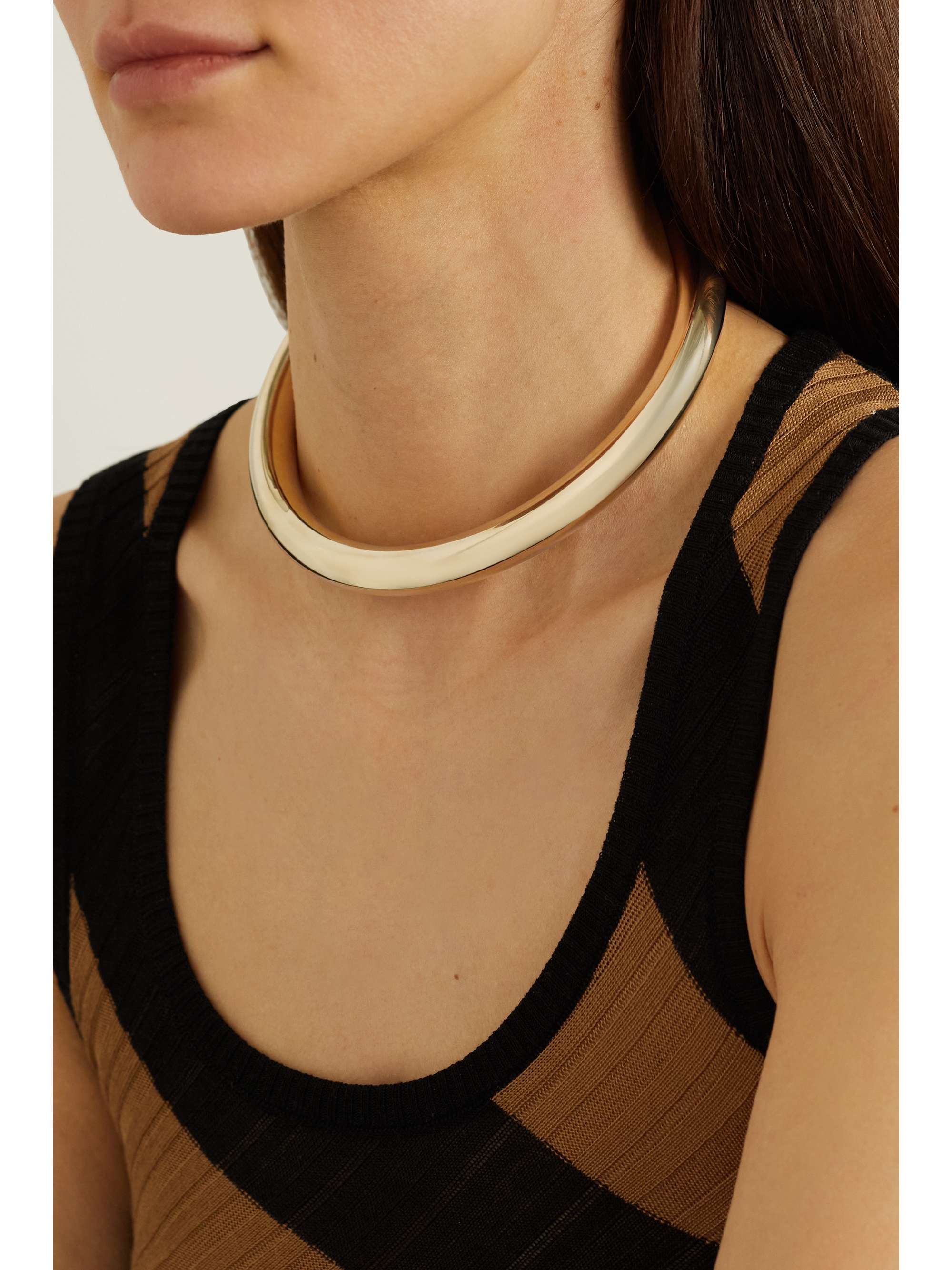 JENNIFER FISHER Weightless Hollow Tube gold-plated choker