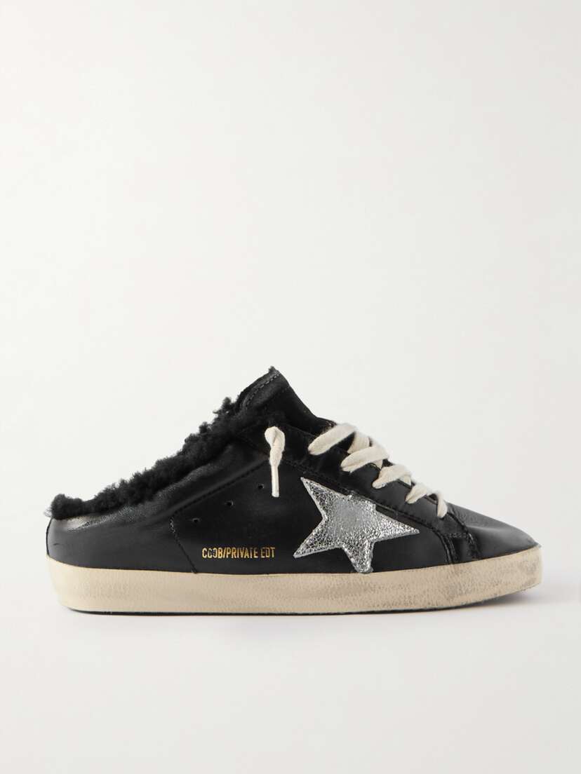 Golden Goose Super-star Sabot Distressed Shearling-lined Leather Slip-on Sneakers
