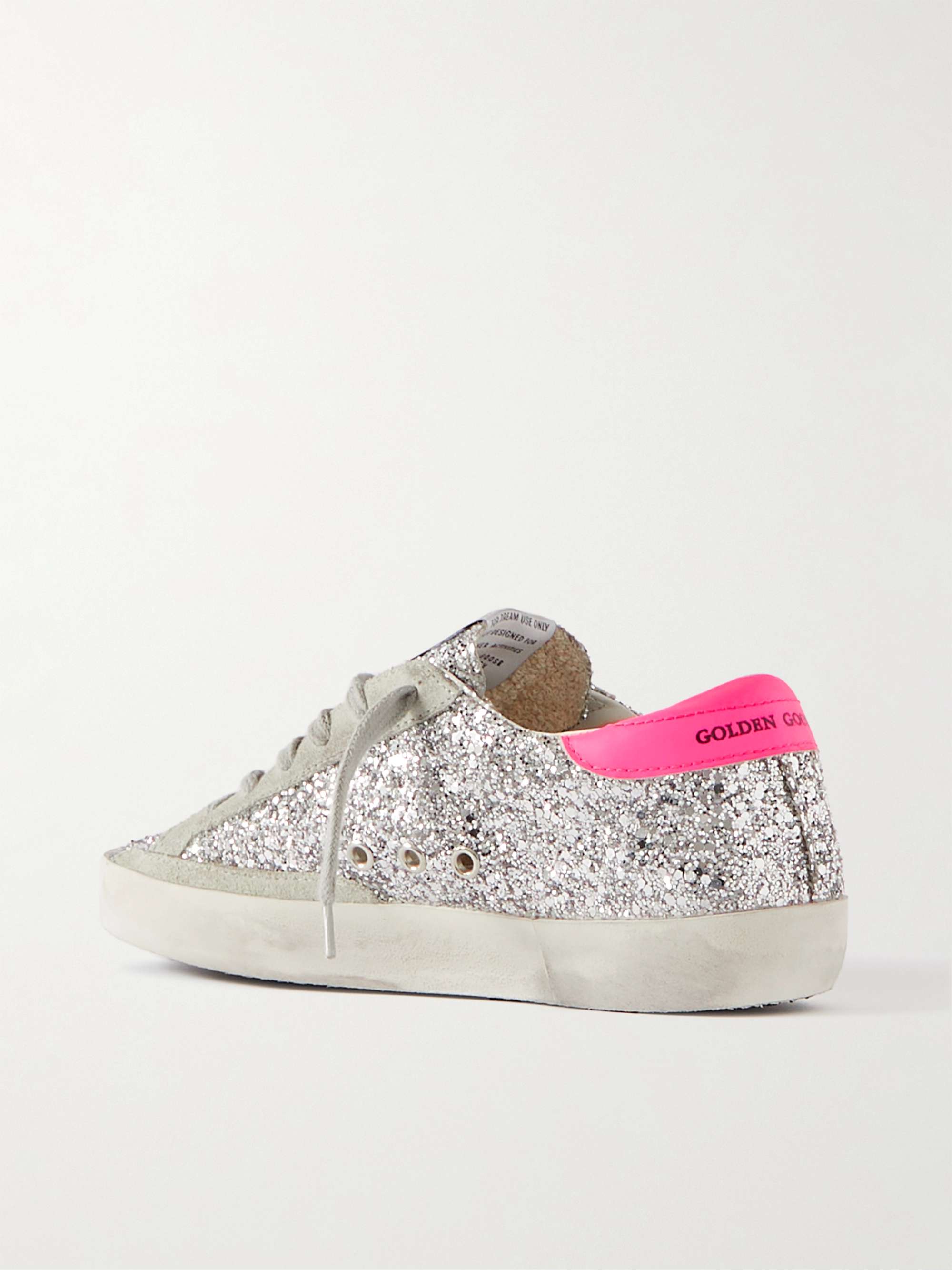 GOLDEN GOOSE Superstar distressed leather-trimmed suede sneakers