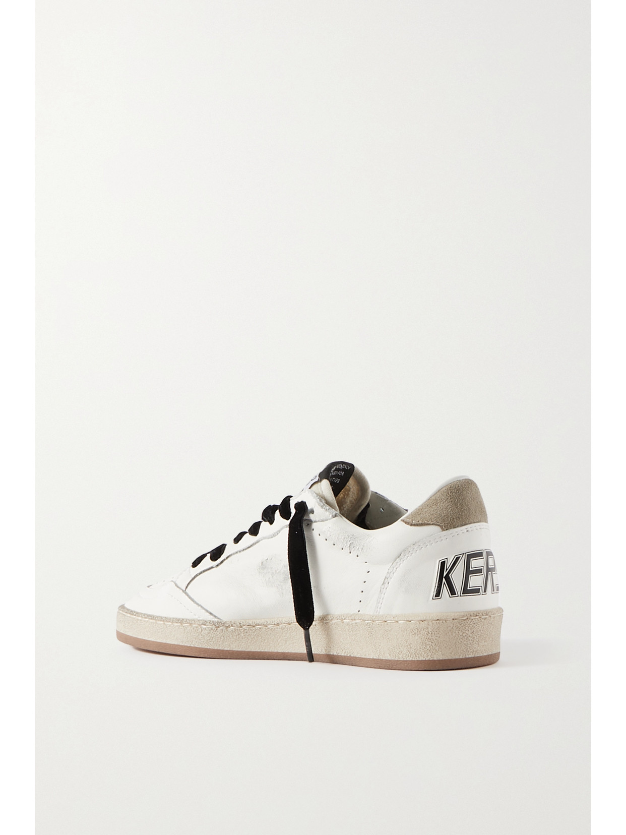 Golden Goose Superstar Distressed Printed Suede-trimmed Leather Sneakers In White