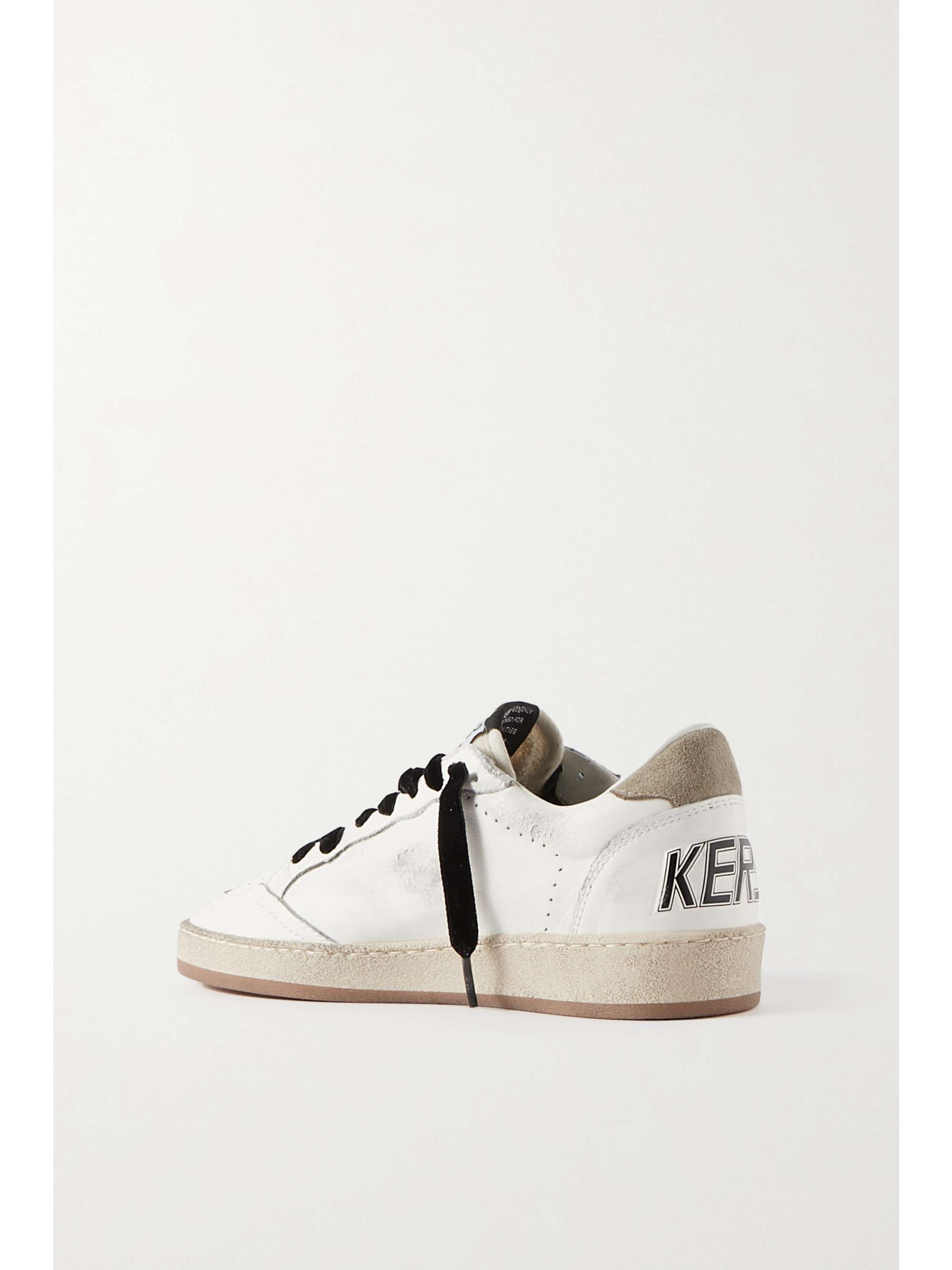 GOLDEN GOOSE Ball Star distressed metallic leather and canvas sneakers