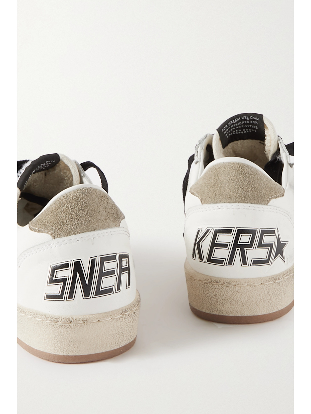 Golden Goose Superstar Distressed Printed Suede-trimmed Leather Sneakers In White