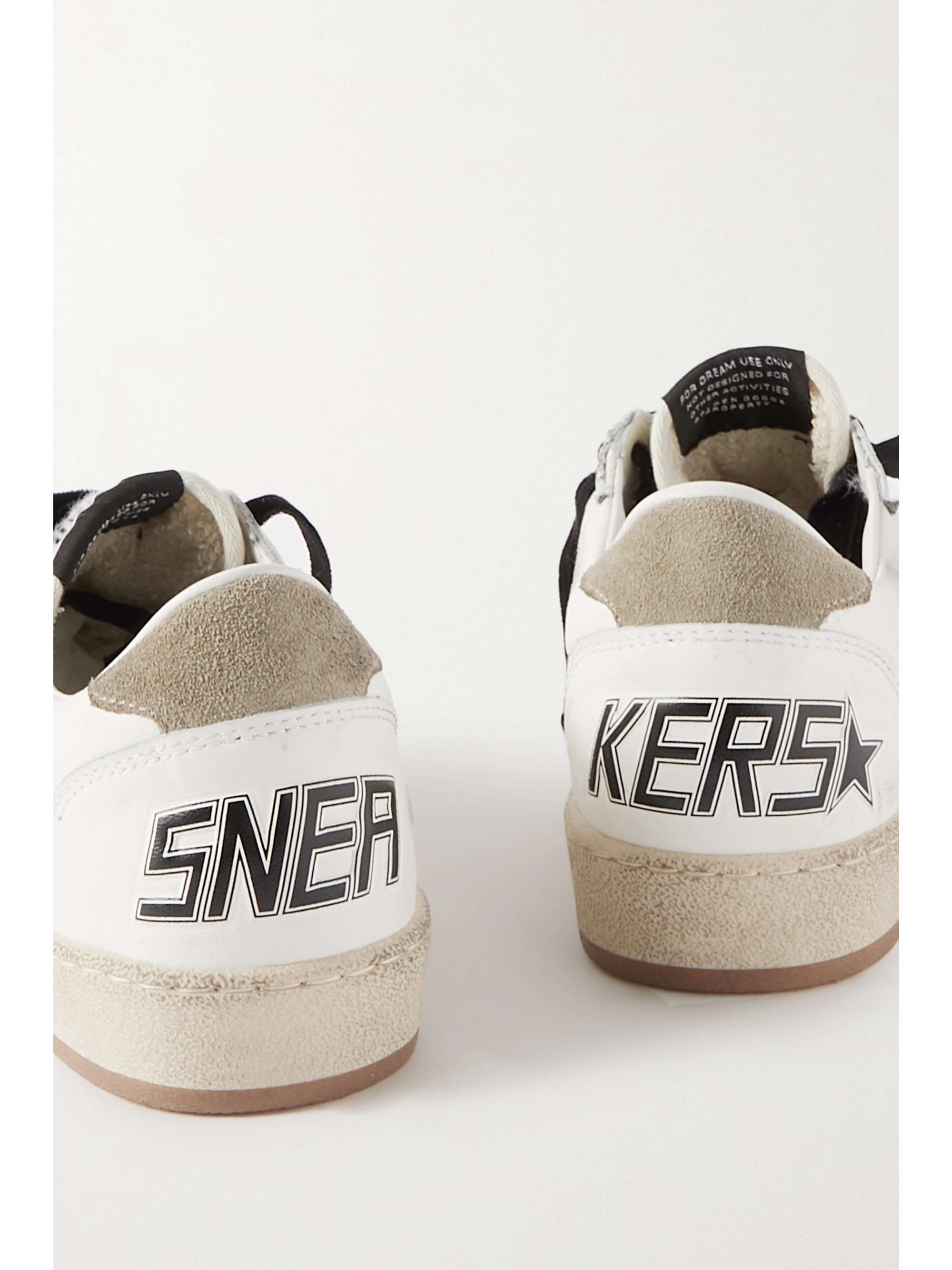 GOLDEN GOOSE Ball Star distressed metallic leather and canvas sneakers