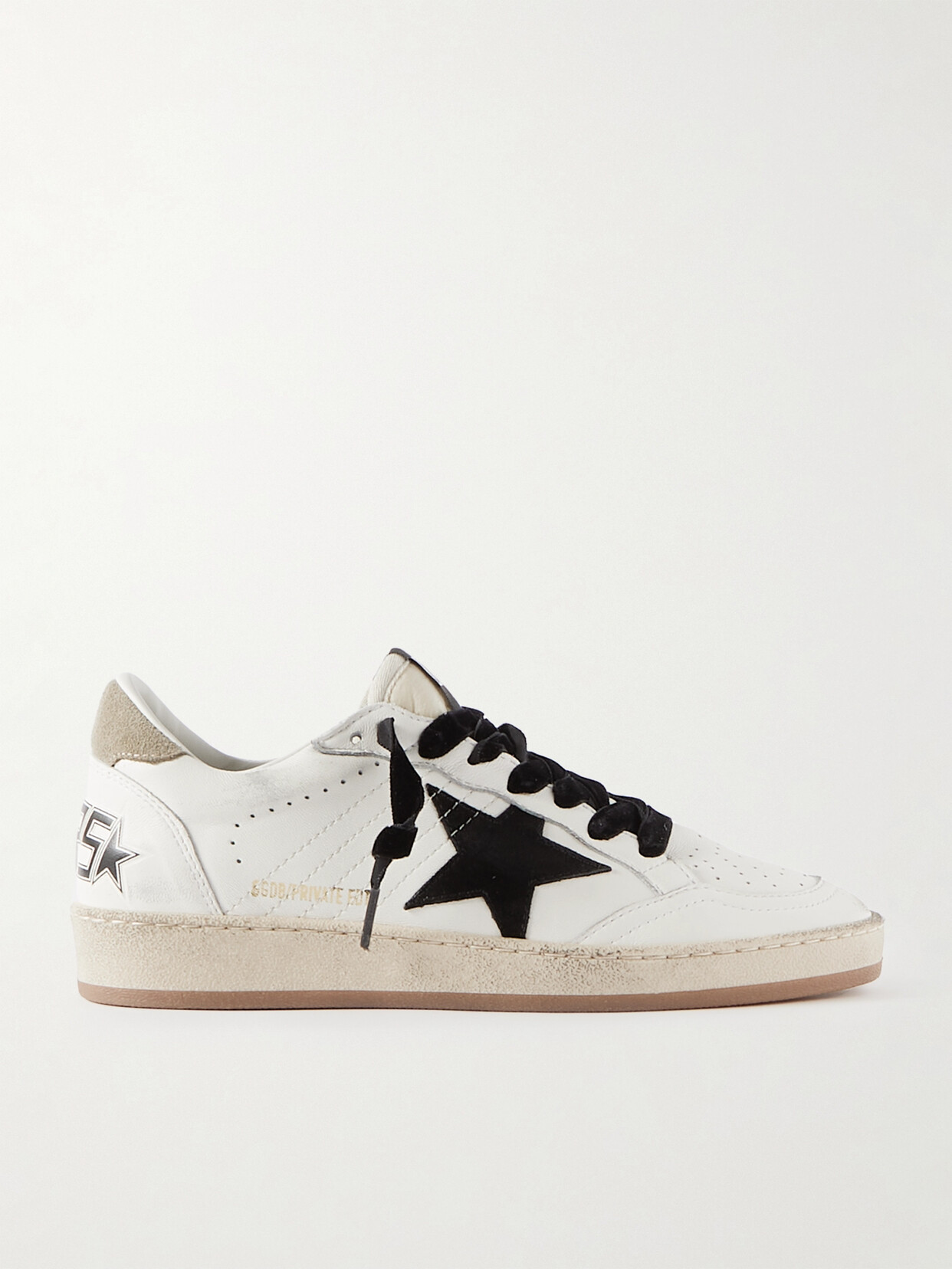 Golden Goose - Ball Star Distressed Printed Suede-trimmed Leather Sneakers - White