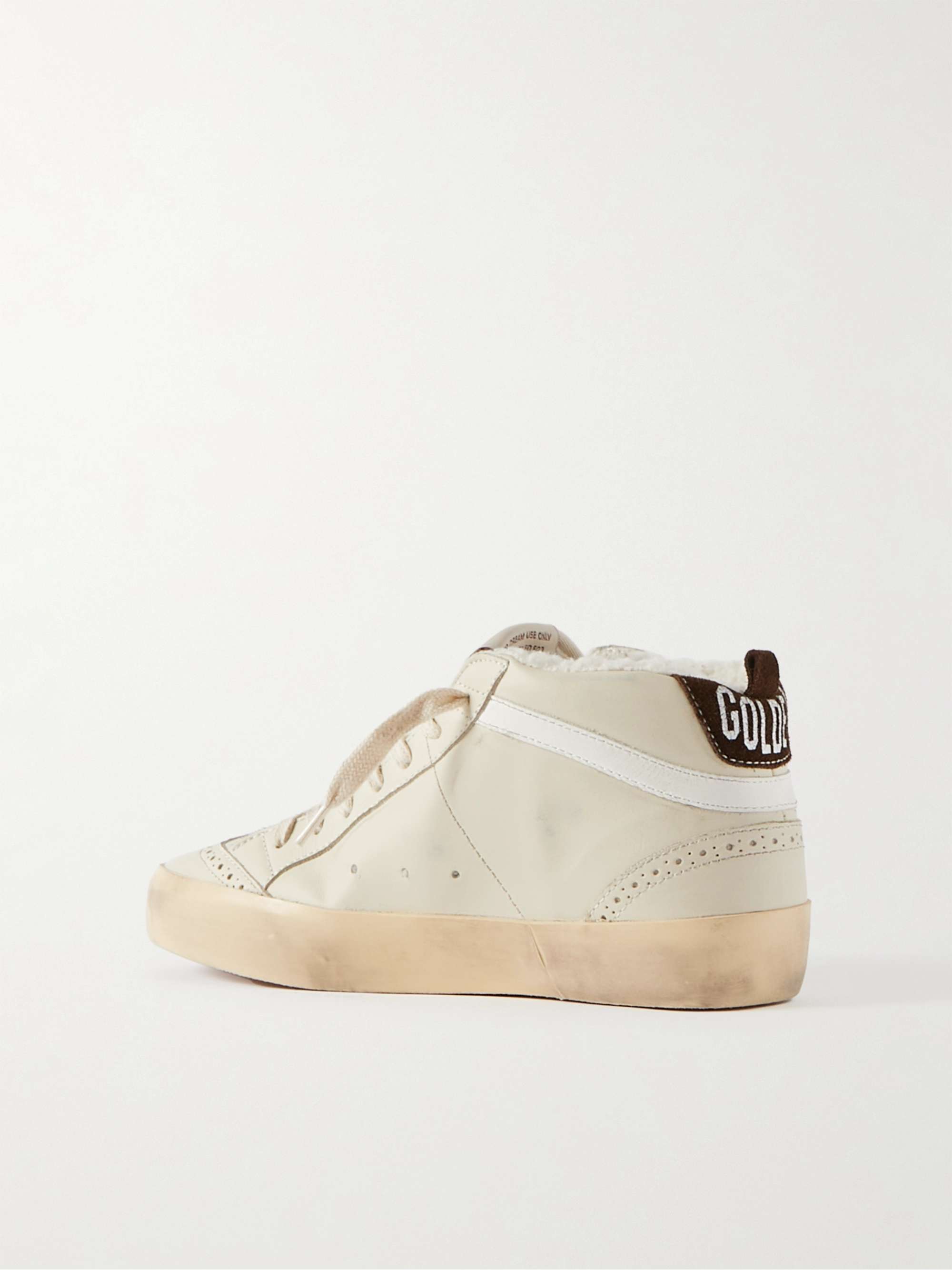GOLDEN GOOSE Superstar distressed shearling-lined rubber and leather sneakers